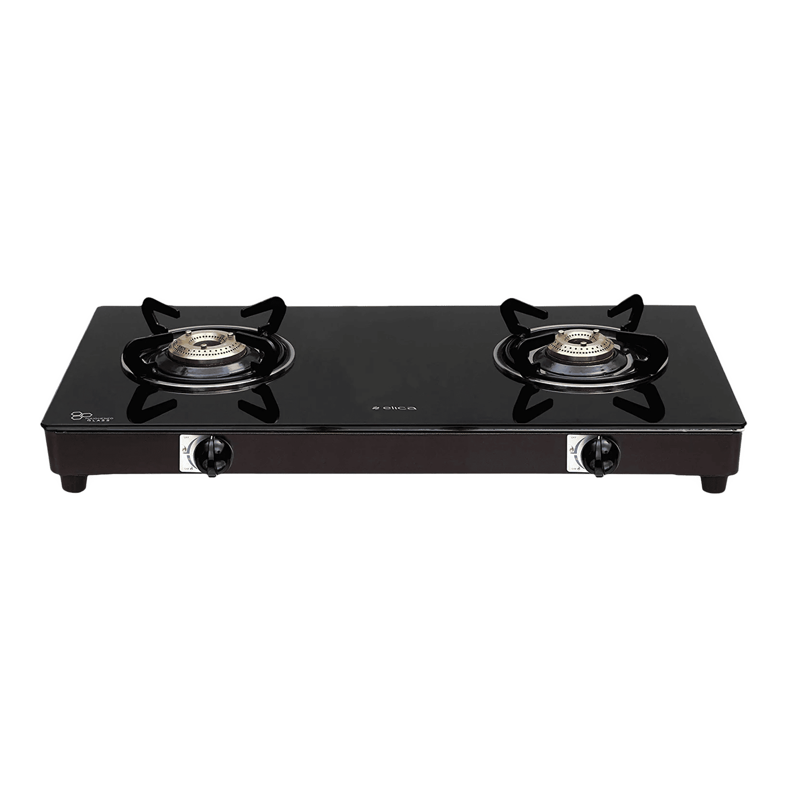 elica 662 CT VETRO Toughened Glass Top 2 Burner Manual Gas Stove (Round Euro Coated Grid, Black) elica 662 CT VETRO Toughened Glass Top 2 Burner Manual Gas Stove (Round Euro Coated Grid, Black)_1