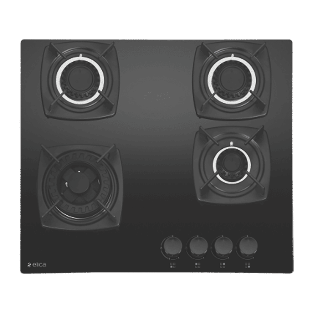 Elica DT MFC 4B 60 SWIRL Glass Top 4 Burner Automatic Hob (Cast Iron Grid, Black) Elica DT MFC 4B 60 SWIRL Glass Top 4 Burner Automatic Hob (Cast Iron Grid, Black)_1