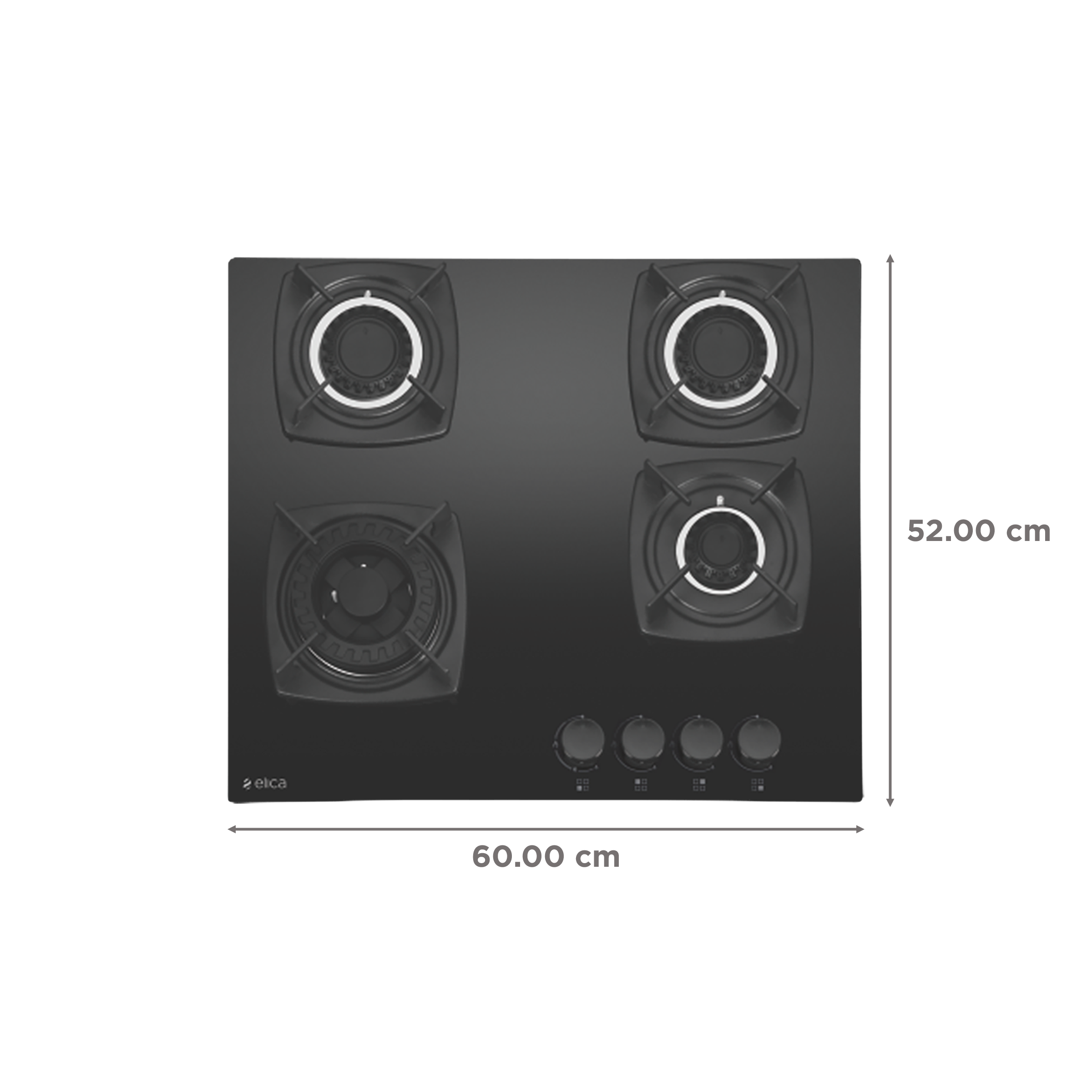 Elica DT MFC 4B 60 SWIRL Glass Top 4 Burner Automatic Hob (Cast Iron Grid, Black) Elica DT MFC 4B 60 SWIRL Glass Top 4 Burner Automatic Hob (Cast Iron Grid, Black)_2