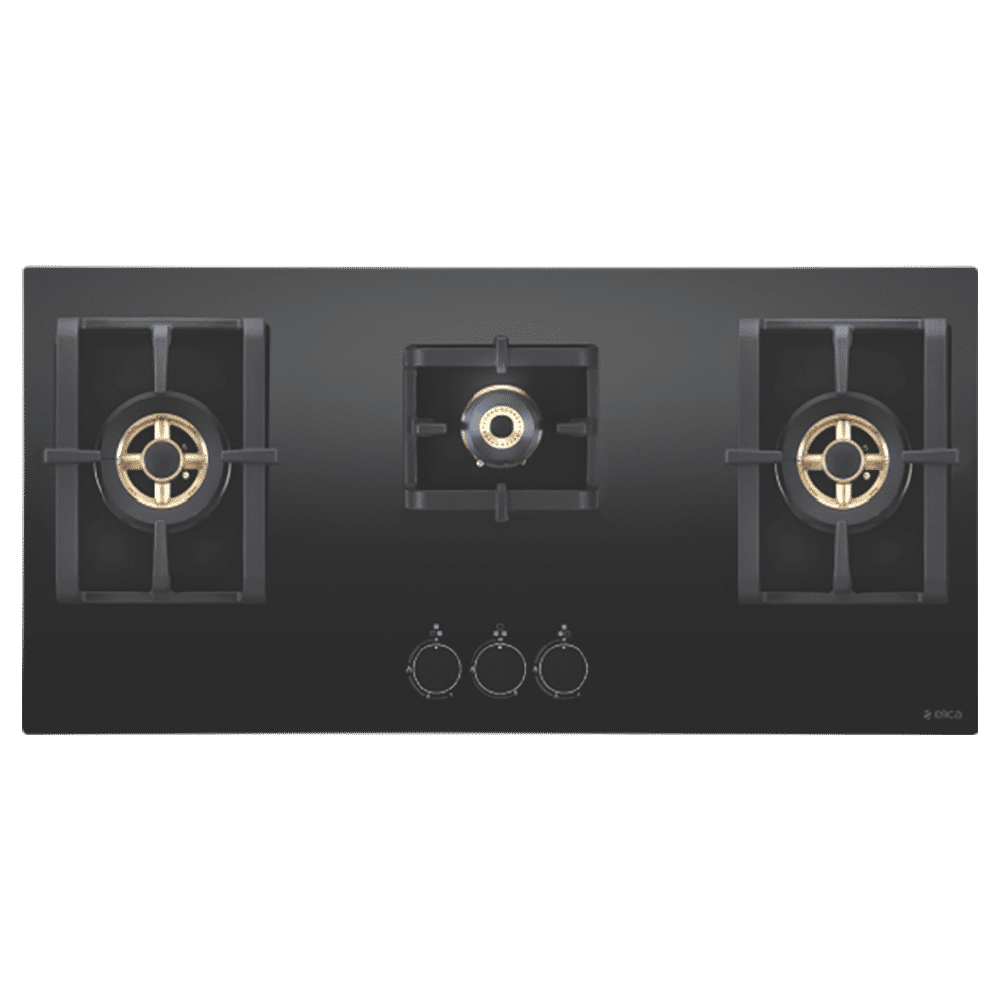 Elica PRO FB MFC 3B 90 DX FFD Glass Top 3 Burner Automatic Electric Hob (Round Metallic Knob, Black)_1