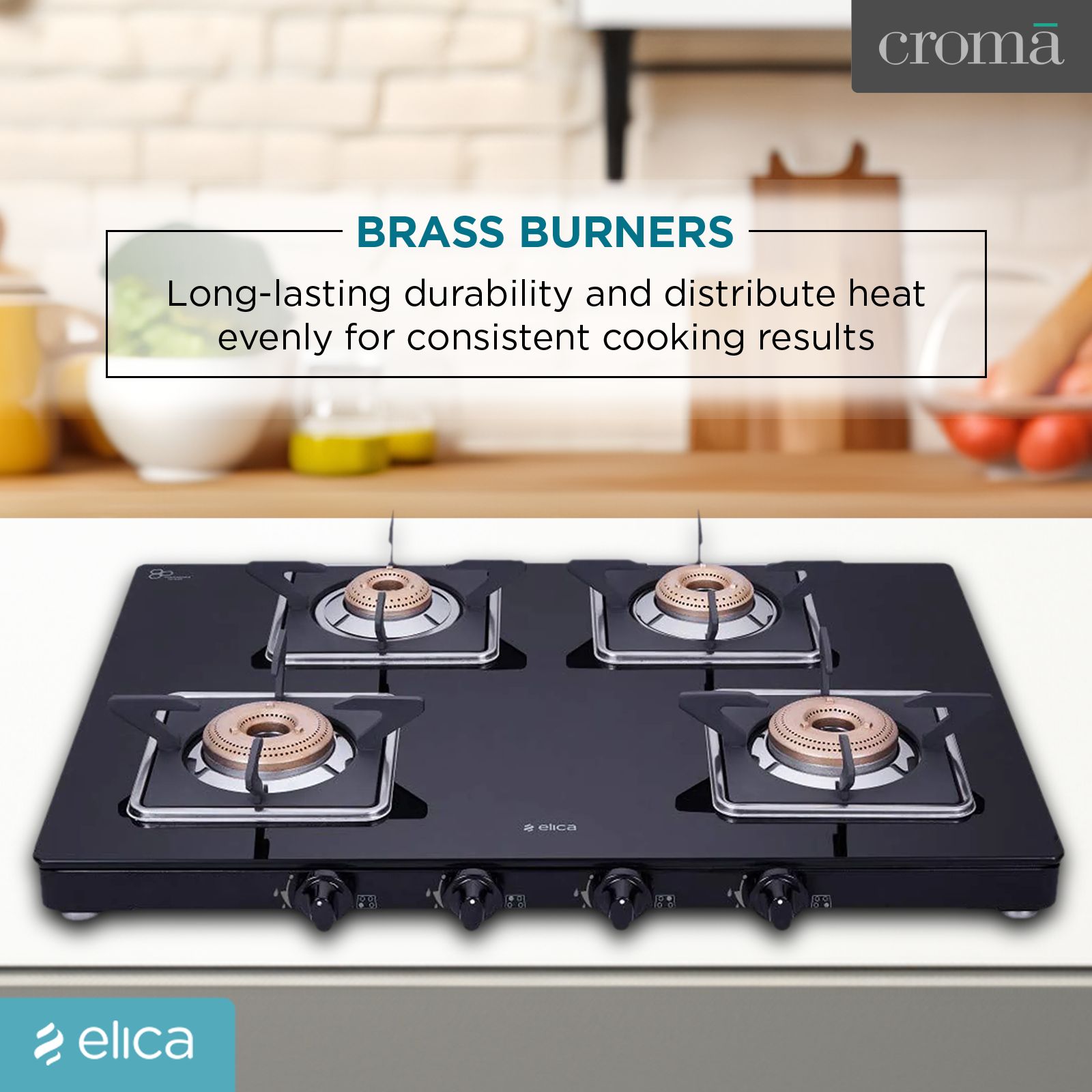 elica 694 CT VETRO (SLIMLINE SPF) Glass Top 4 Burner Manual Gas Stove (Square Euro Coated Grids, Black) elica 694 CT VETRO (SLIMLINE SPF) Glass Top 4 Burner Manual Gas Stove (Square Euro Coated Grids, Black)_9