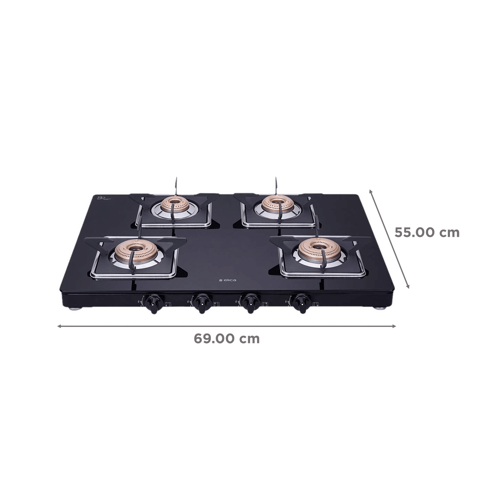elica 694 CT VETRO (SLIMLINE SPF) Glass Top 4 Burner Manual Gas Stove (Square Euro Coated Grids, Black) elica 694 CT VETRO (SLIMLINE SPF) Glass Top 4 Burner Manual Gas Stove (Square Euro Coated Grids, Black)_2