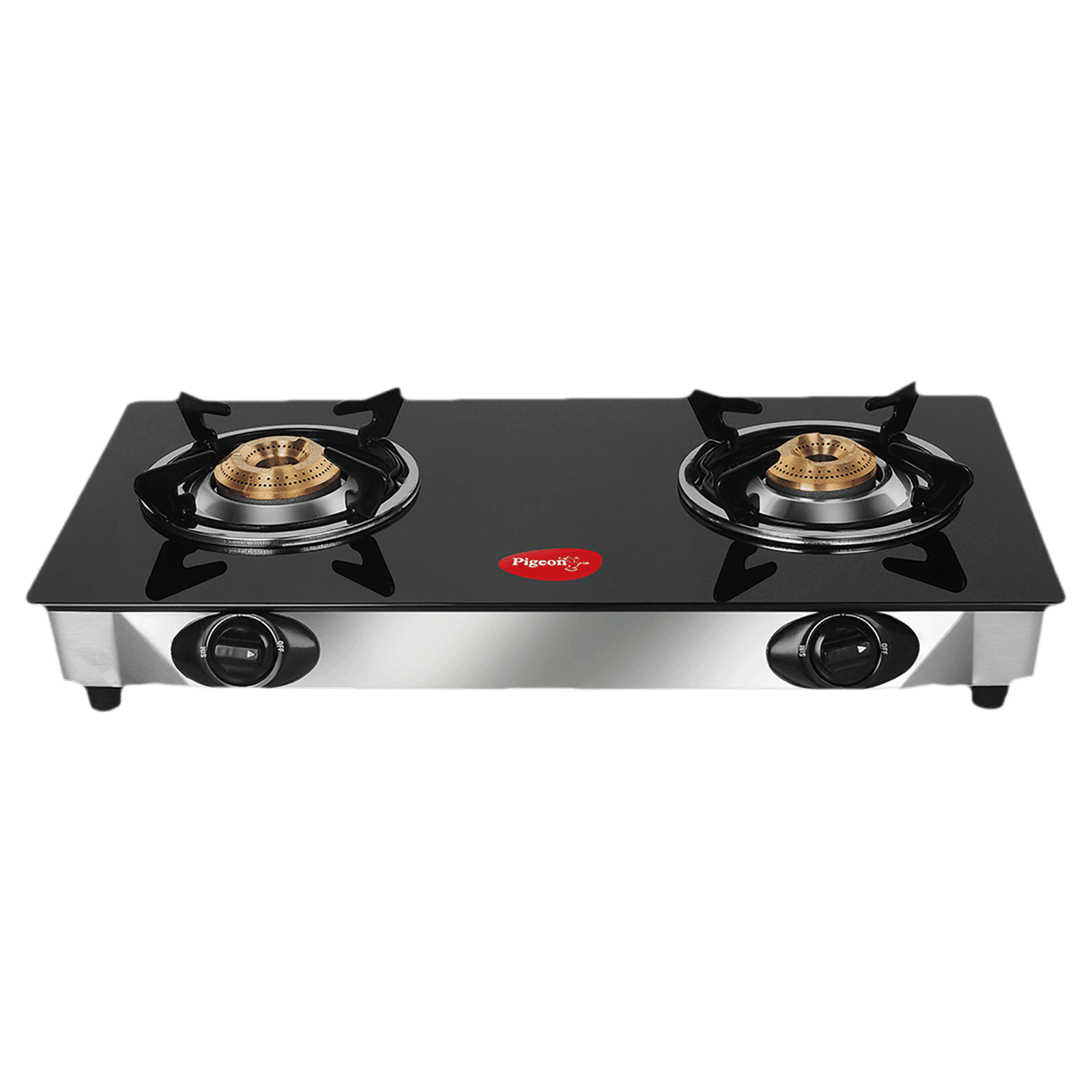 Pigeon Ayush Toughened Glass Top 2 Burner Manual Gas Stove (Rust Proof, Black) Pigeon Ayush Toughened Glass Top 2 Burner Manual Gas Stove (Rust Proof, Black)_1