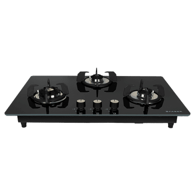 Faber Maxus HT783 CRS BR CI AI Toughened Glass Top 3 Burner Automatic Hob (High Quality Knob, Black)
