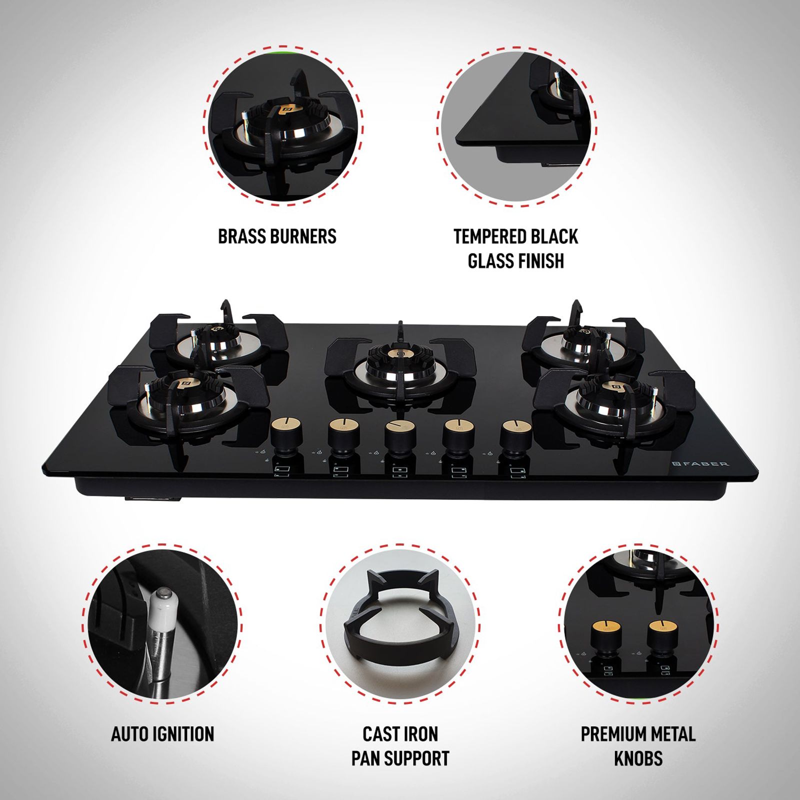 Faber Maxus HT904 CRS BR CI AI Toughened Glass Top 4 Burner Automatic Hob (High Quality Knob, Black) Faber Maxus HT904 CRS BR CI AI Toughened Glass Top 4 Burner Automatic Hob (High Quality Knob, Black)_11