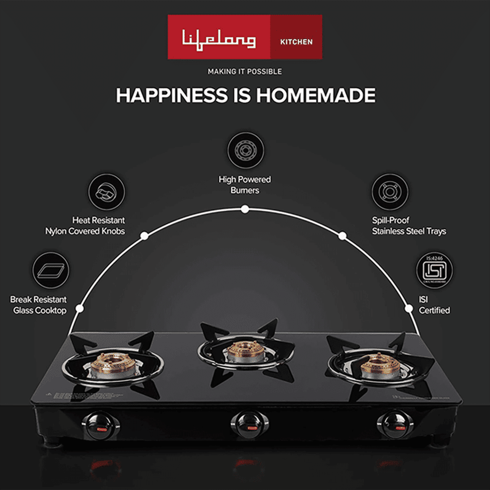 Lifelong LLGS18 Toughened Glass Top 3 Burner Manual Gas Stove (Anti-Skid Feet, Black)_13