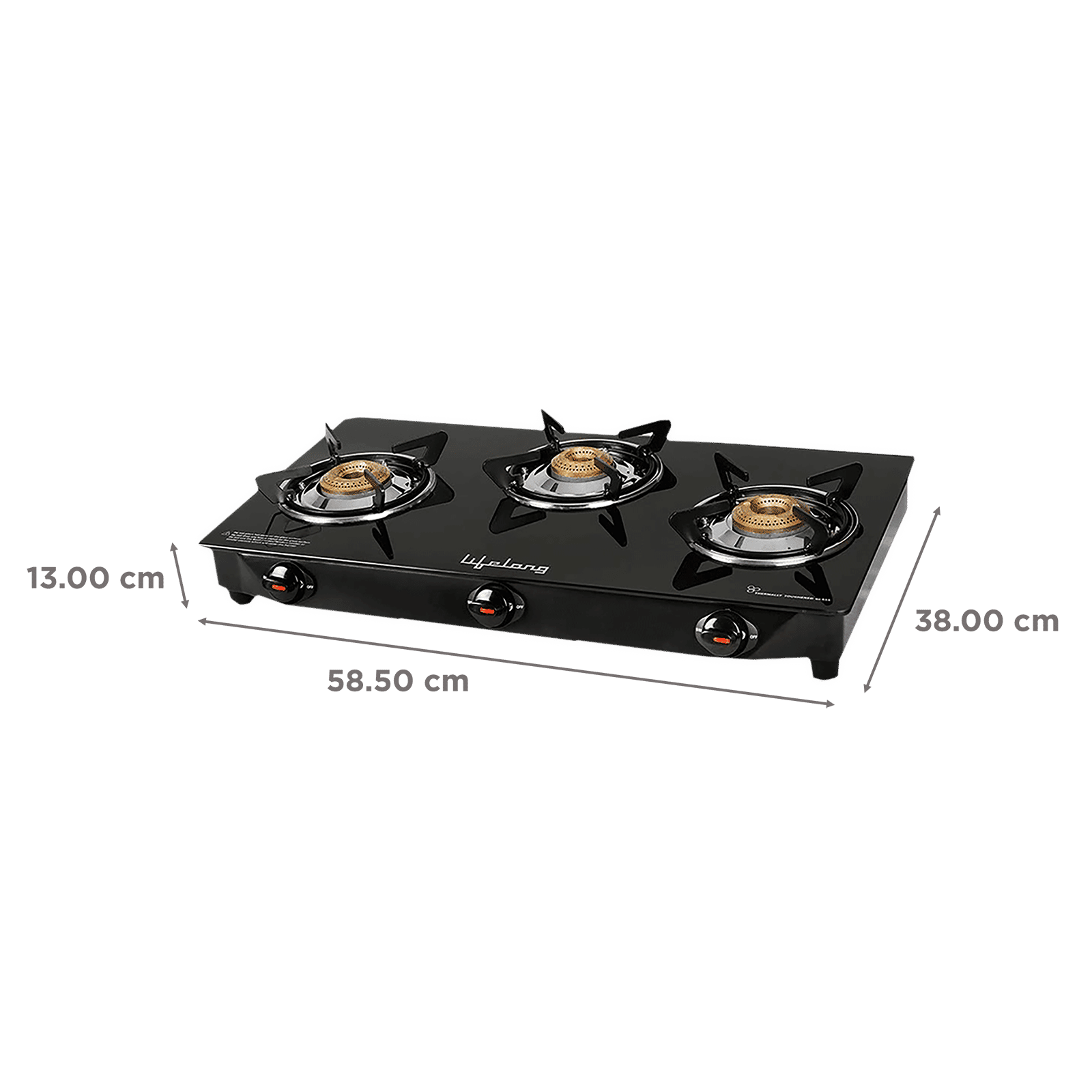 Lifelong LLGS18 Toughened Glass Top 3 Burner Manual Gas Stove (Anti-Skid Feet, Black)_2