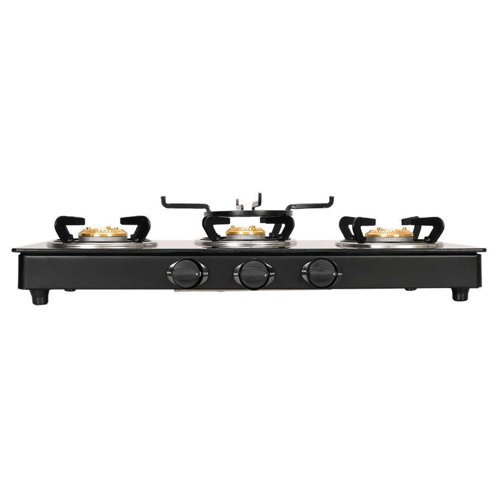 Faber Power 3BB BK Tempered Glass Top 3 Burner Manual Gas Stove (Feather Touch Knob Control, Black)_10