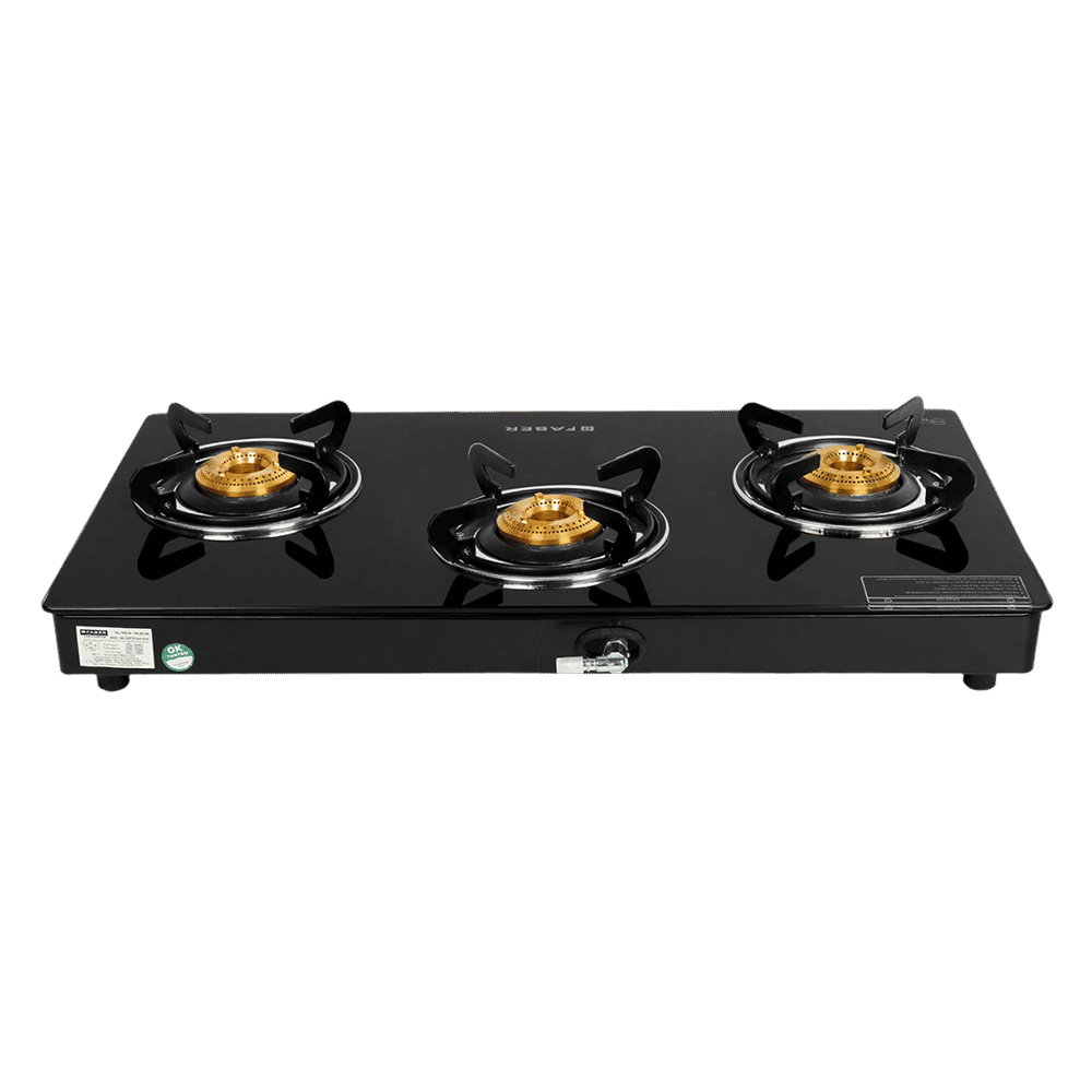 Faber Power 3BB BK Tempered Glass Top 3 Burner Manual Gas Stove (Feather Touch Knob Control, Black)_7