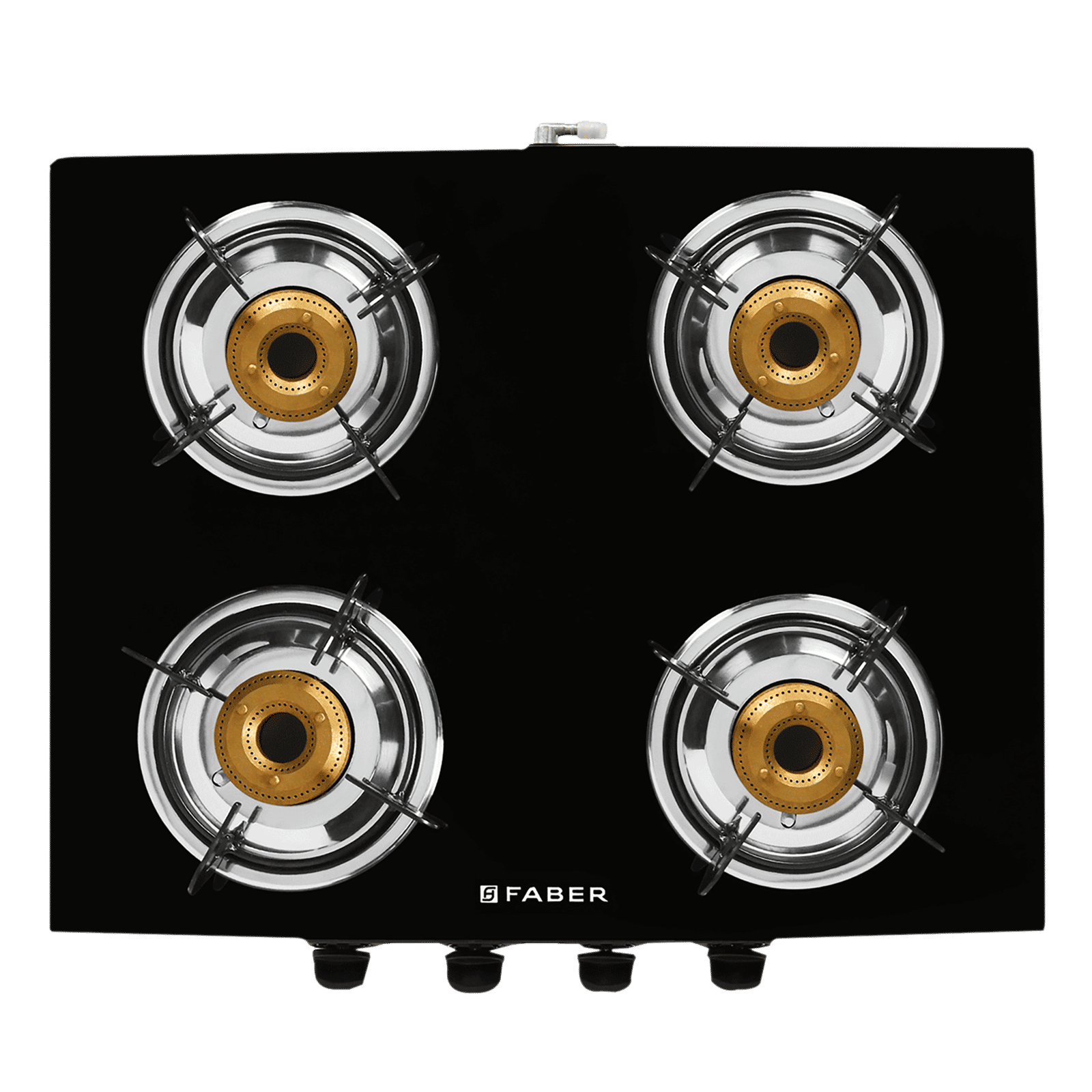 Faber Power 4BB BK Toughened Glass Top 4 Burner Manual Gas Stove (Powder Coating Round Pan Support, Black)_6