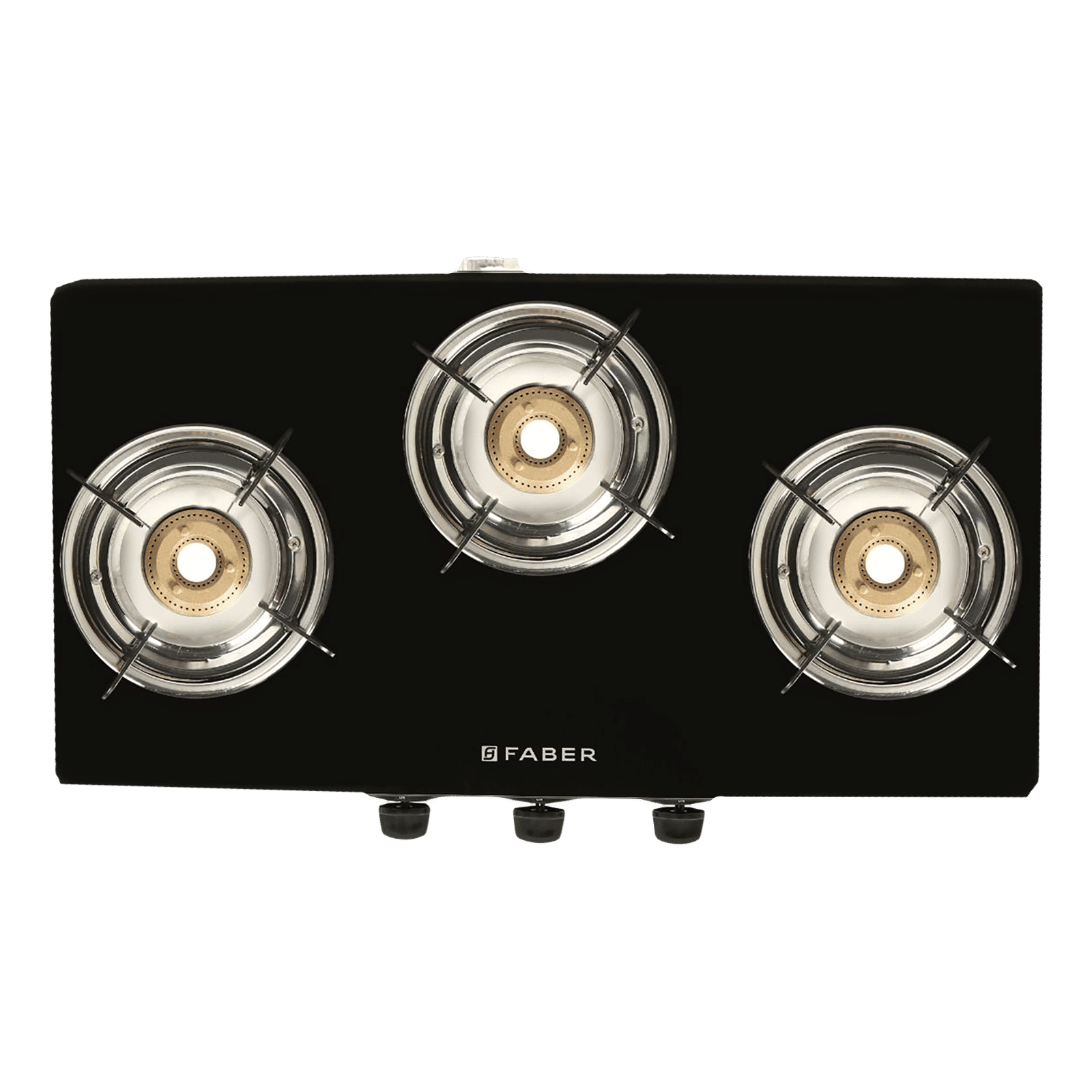 Faber Power 3BB SS Toughened Glass Top 3 Burner Manual Gas Stove (Anti Leak Technology, Black)_1