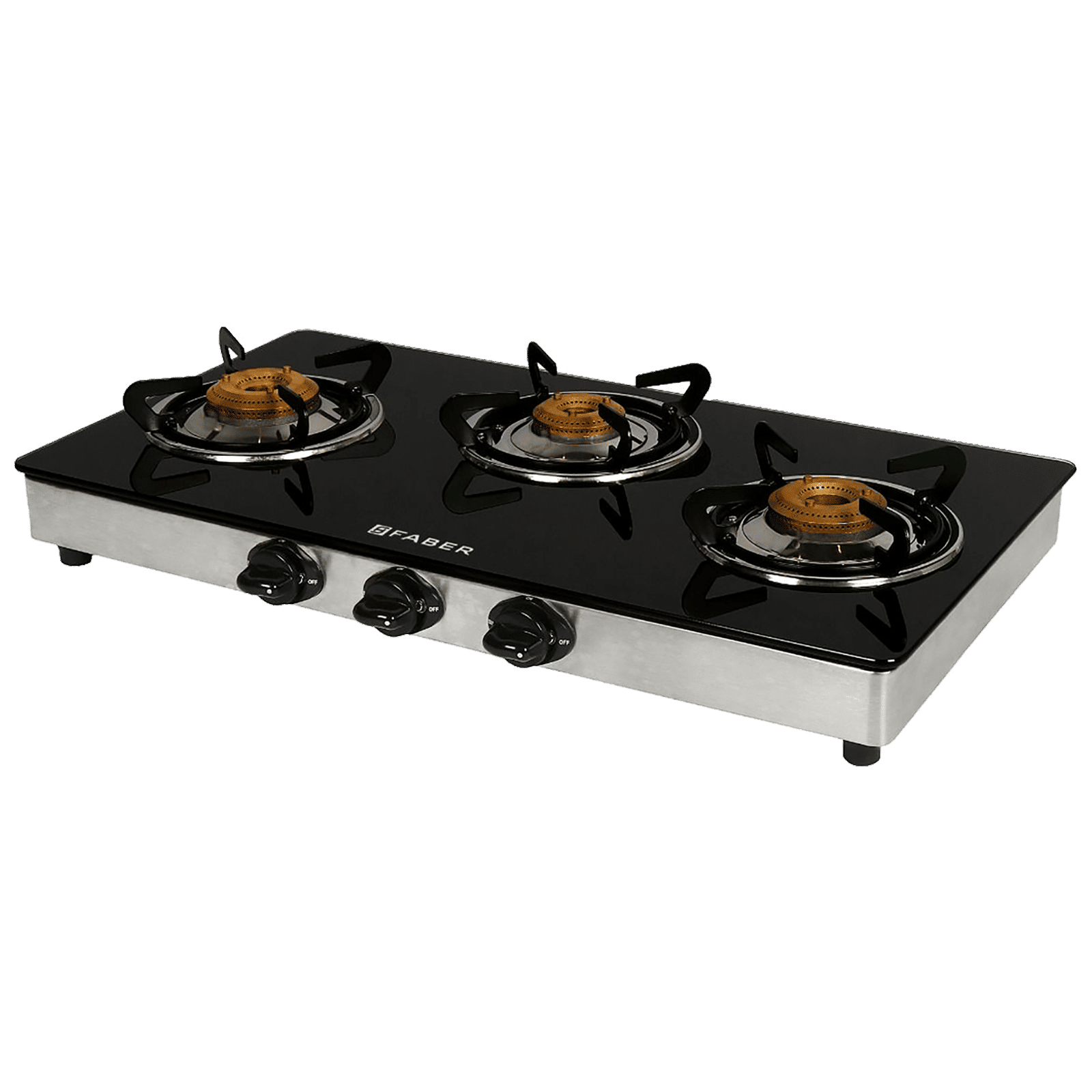 Faber Power 3BB SS Toughened Glass Top 3 Burner Manual Gas Stove (Anti Leak Technology, Black)_7