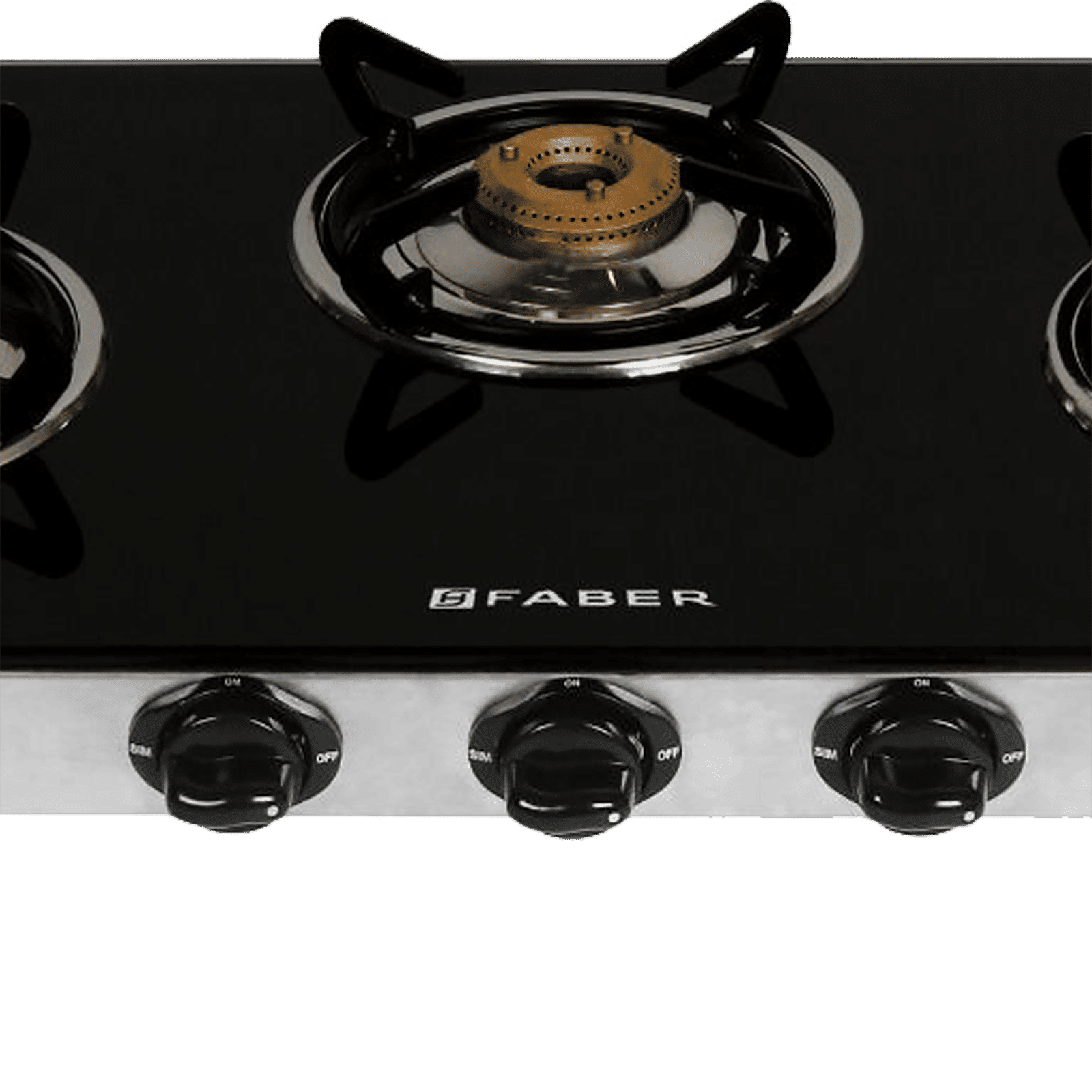 Faber Power 3BB SS Toughened Glass Top 3 Burner Manual Gas Stove (Anti Leak Technology, Black)_5