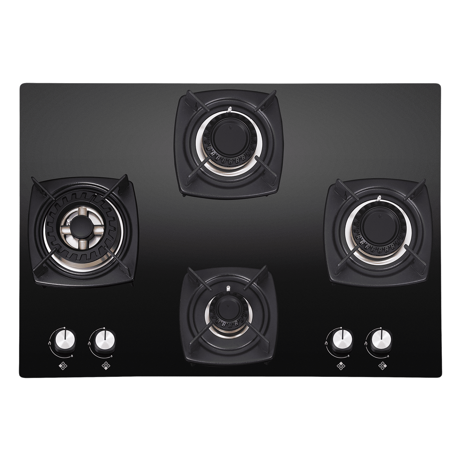 Elica DT FLEXI FB MFC 4B 70 SWIRL Glass Top 4 Burner Automatic Electric Hob (Cast Iron Grid, Black)_1