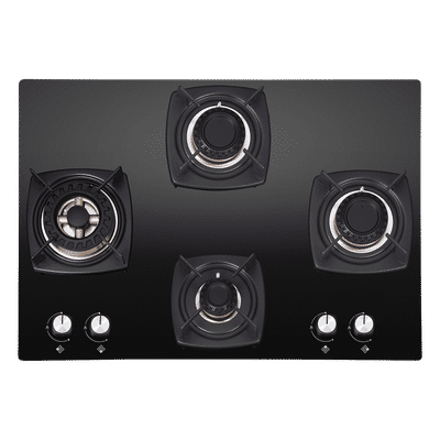 Elica DT FLEXI FB MFC 4B 70 SWIRL Glass Top 4 Burner Automatic Electric Hob (Cast Iron Grid, Black)