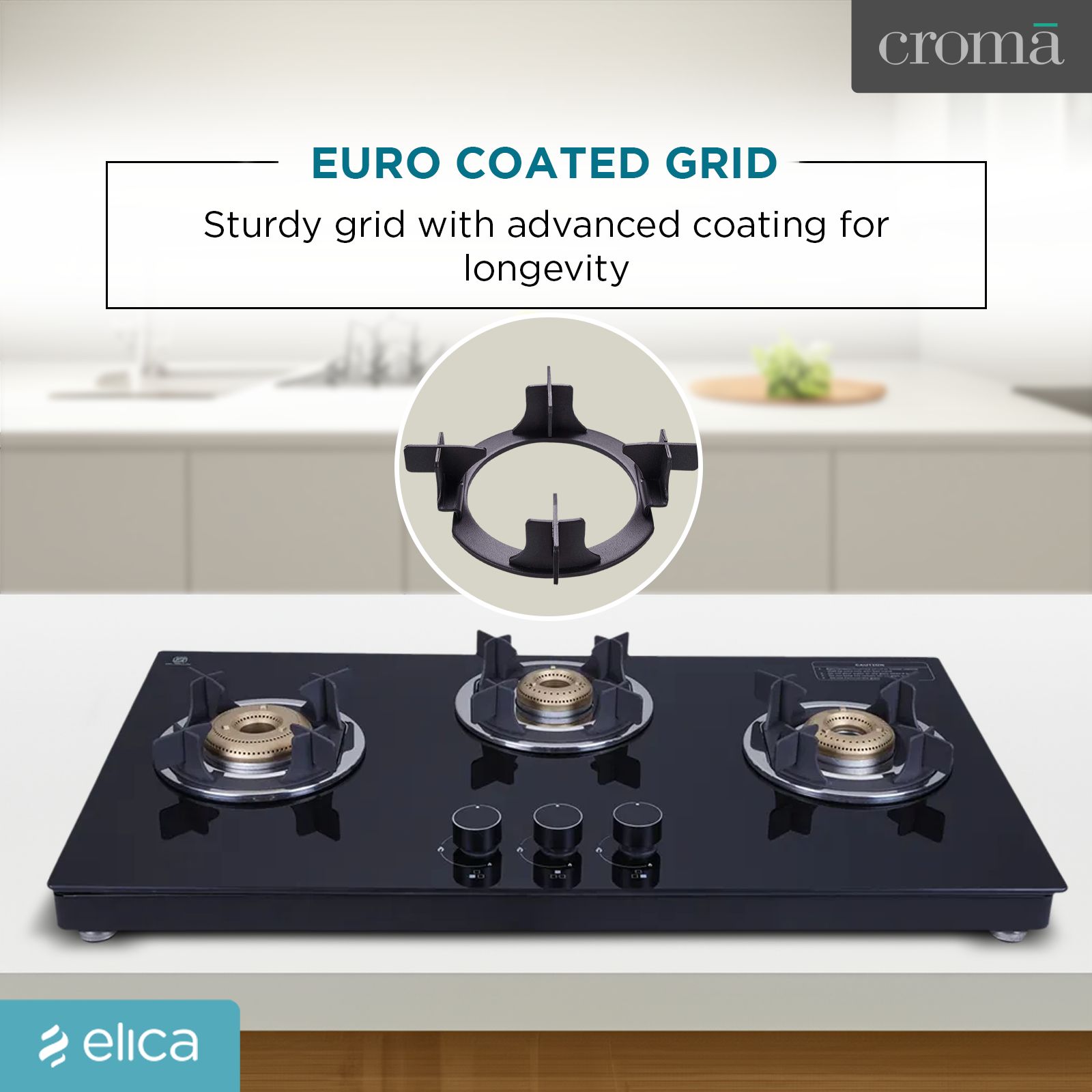 elica 773 CT VETRO (TKN CROWN DT SERIES) Toughened Glass Top 3 Burner Automatic Gas Stove (Ultra Slim Frame, Black) elica 773 CT VETRO (TKN CROWN DT SERIES) Toughened Glass Top 3 Burner Automatic Gas Stove (Ultra Slim Frame, Black)_14