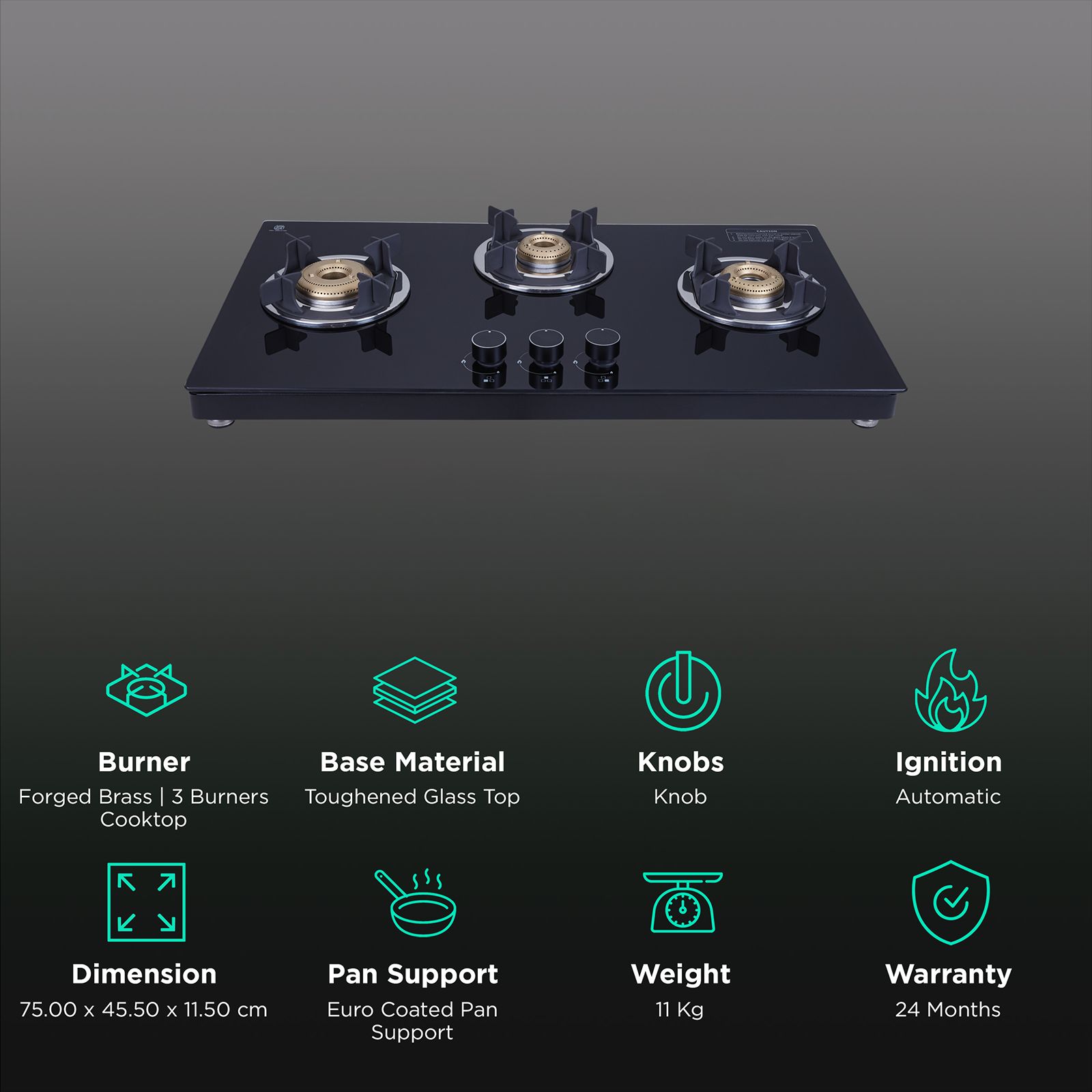 elica 773 CT VETRO (TKN CROWN DT SERIES) Toughened Glass Top 3 Burner Automatic Gas Stove (Ultra Slim Frame, Black) elica 773 CT VETRO (TKN CROWN DT SERIES) Toughened Glass Top 3 Burner Automatic Gas Stove (Ultra Slim Frame, Black)_3