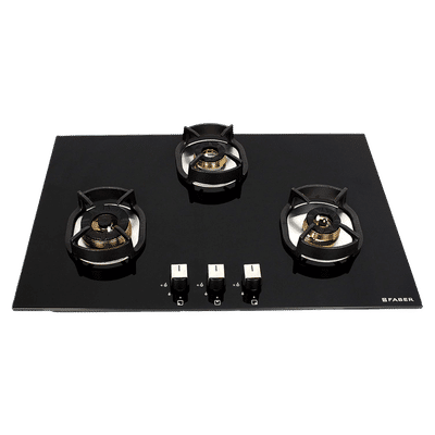 Faber Nexus IND HT783 CRS BR CI AI Toughened Glass Top 3 Burner Automatic Hob (Heat Resistant, Black)