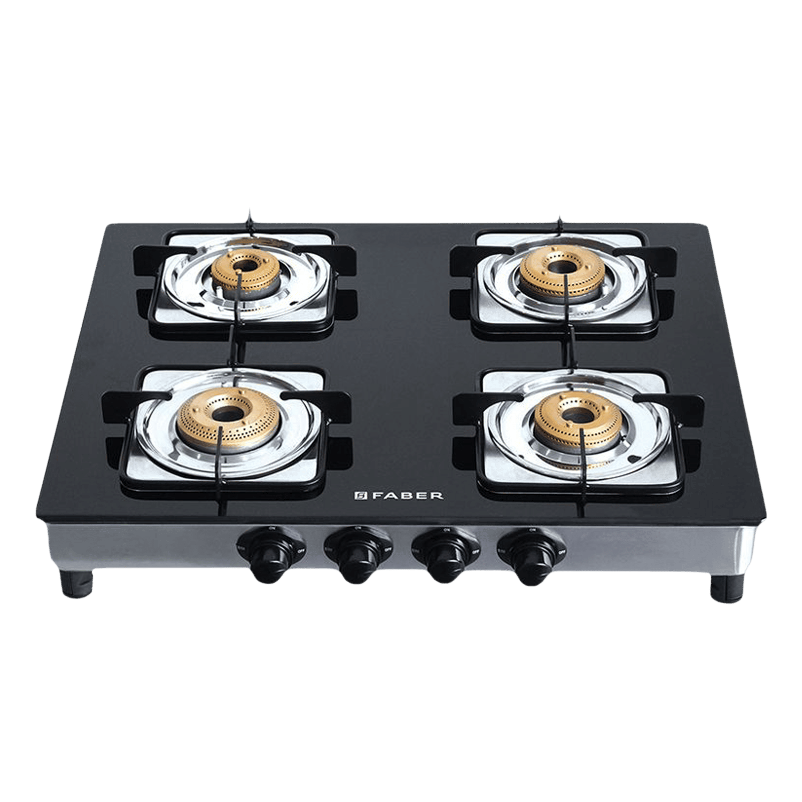 FABER Supreme Plus C 4BB AI 4 Burner Manual Hob (Euro Coating Square Pan Support, Black) FABER Supreme Plus C 4BB AI 4 Burner Manual Hob (Euro Coating Square Pan Support, Black)_1