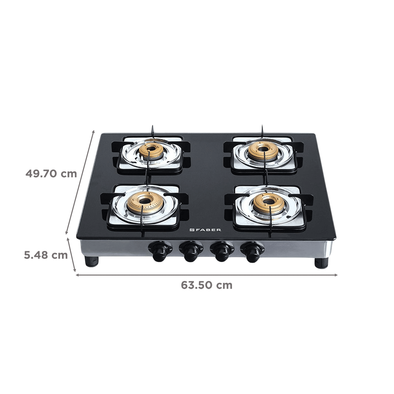 FABER Supreme Plus C 4BB AI 4 Burner Manual Hob (Euro Coating Square Pan Support, Black) FABER Supreme Plus C 4BB AI 4 Burner Manual Hob (Euro Coating Square Pan Support, Black)_2