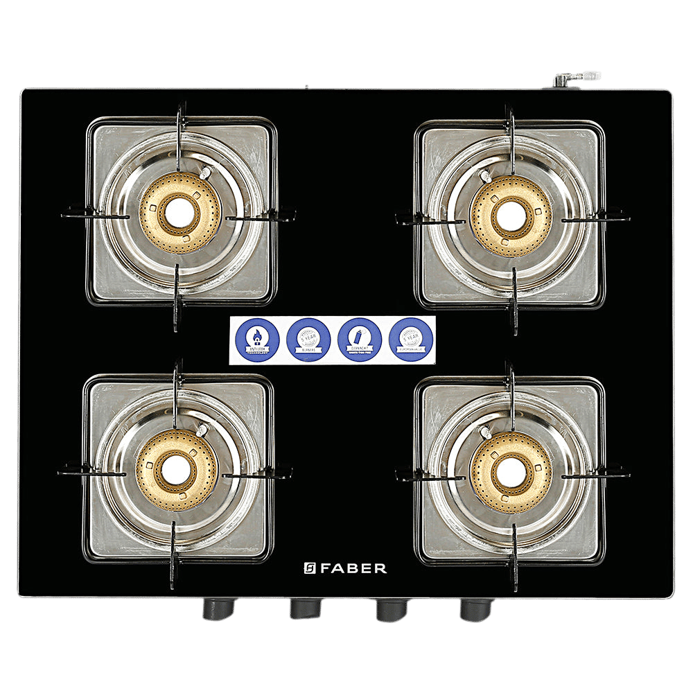 FABER Supreme Plus C 4BB AI 4 Burner Manual Hob (Euro Coating Square Pan Support, Black) FABER Supreme Plus C 4BB AI 4 Burner Manual Hob (Euro Coating Square Pan Support, Black)_6