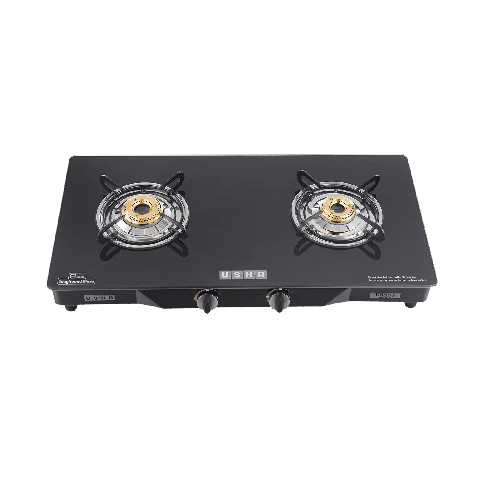 USHA Ebony GS2001 Toughened Glass Top 2 Burner Manual Gas Stove (Slim Line Design, Black) USHA Ebony GS2001 Toughened Glass Top 2 Burner Manual Gas Stove (Slim Line Design, Black)_5