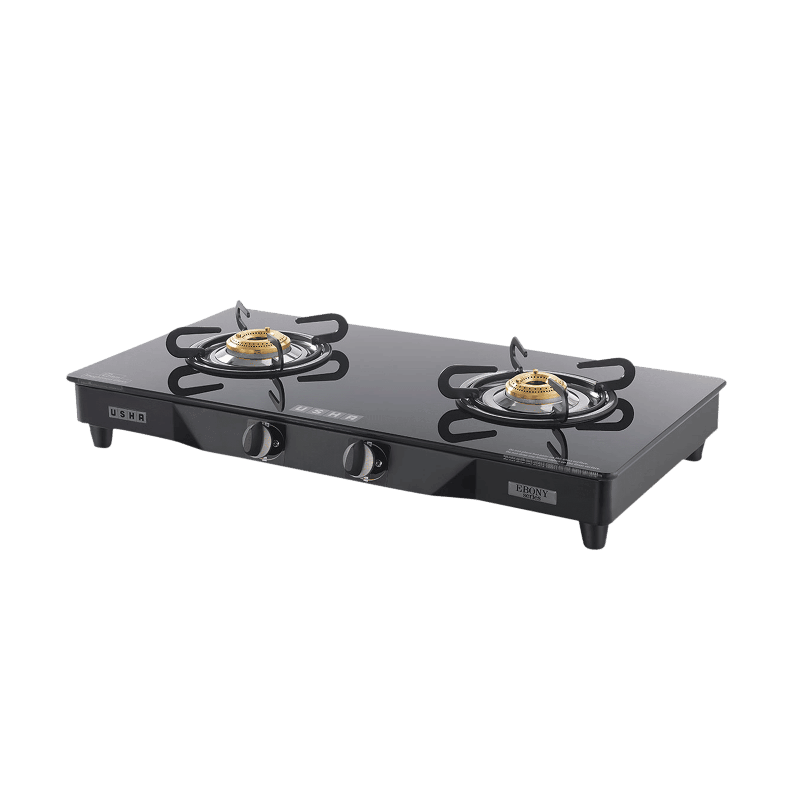 USHA Ebony GS2001 Toughened Glass Top 2 Burner Manual Gas Stove (Slim Line Design, Black) USHA Ebony GS2001 Toughened Glass Top 2 Burner Manual Gas Stove (Slim Line Design, Black)_6
