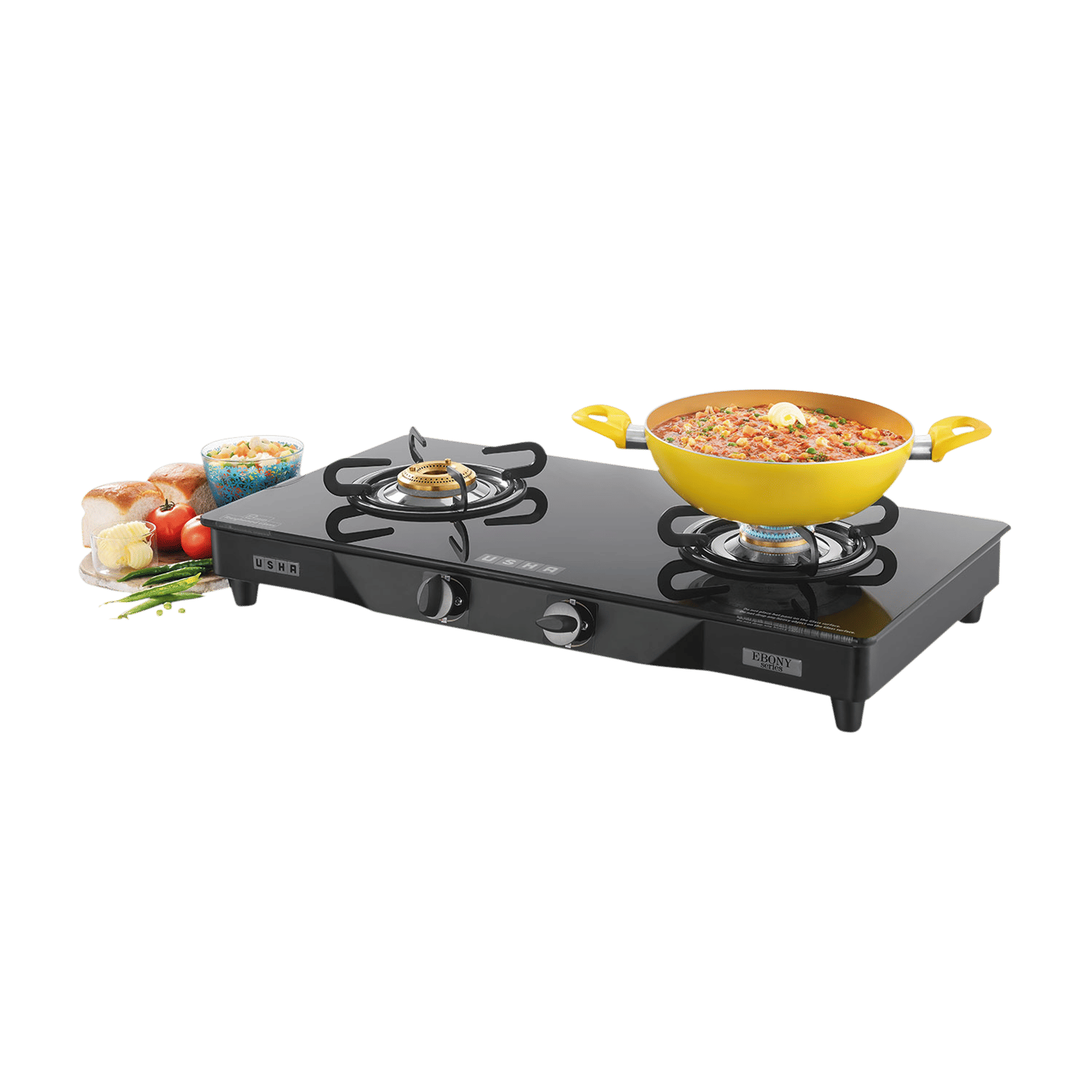 USHA Ebony GS2001 Toughened Glass Top 2 Burner Manual Gas Stove (Slim Line Design, Black) USHA Ebony GS2001 Toughened Glass Top 2 Burner Manual Gas Stove (Slim Line Design, Black)_7