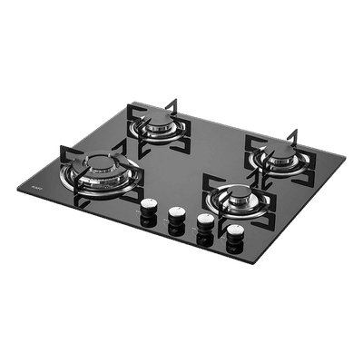 KAFF NE 4B 60 GF Tempered Glass Top 4 Burner Automatic Electric Hob (Enamelled Matt Finish Grills, Black)