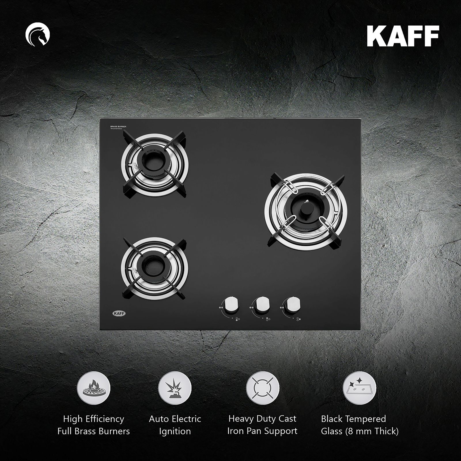 KAFF HBR 603 B Tempered Glass Top 3 Burner Automatic Electric Hob (Matte Enamelled Pan Support, Black) KAFF HBR 603 B Tempered Glass Top 3 Burner Automatic Electric Hob (Matte Enamelled Pan Support, Black)_10