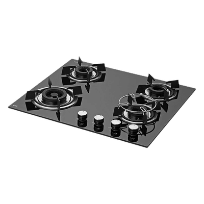 KAFF HBR 604 A Tempered Glass Top 4 Burner Automatic Electric Hob (Matte Enamelled Pan Support, Black)