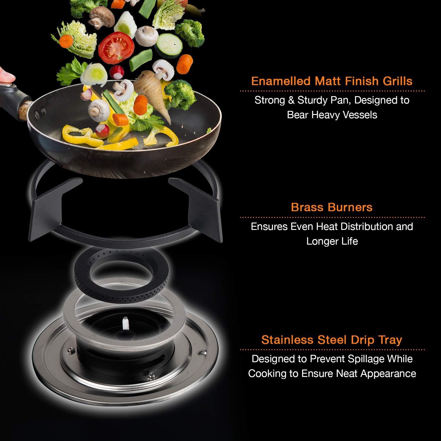 KAFF HBR 604 A Tempered Glass Top 4 Burner Automatic Electric Hob (Matte Enamelled Pan Support, Black) KAFF HBR 604 A Tempered Glass Top 4 Burner Automatic Electric Hob (Matte Enamelled Pan Support, Black)_10