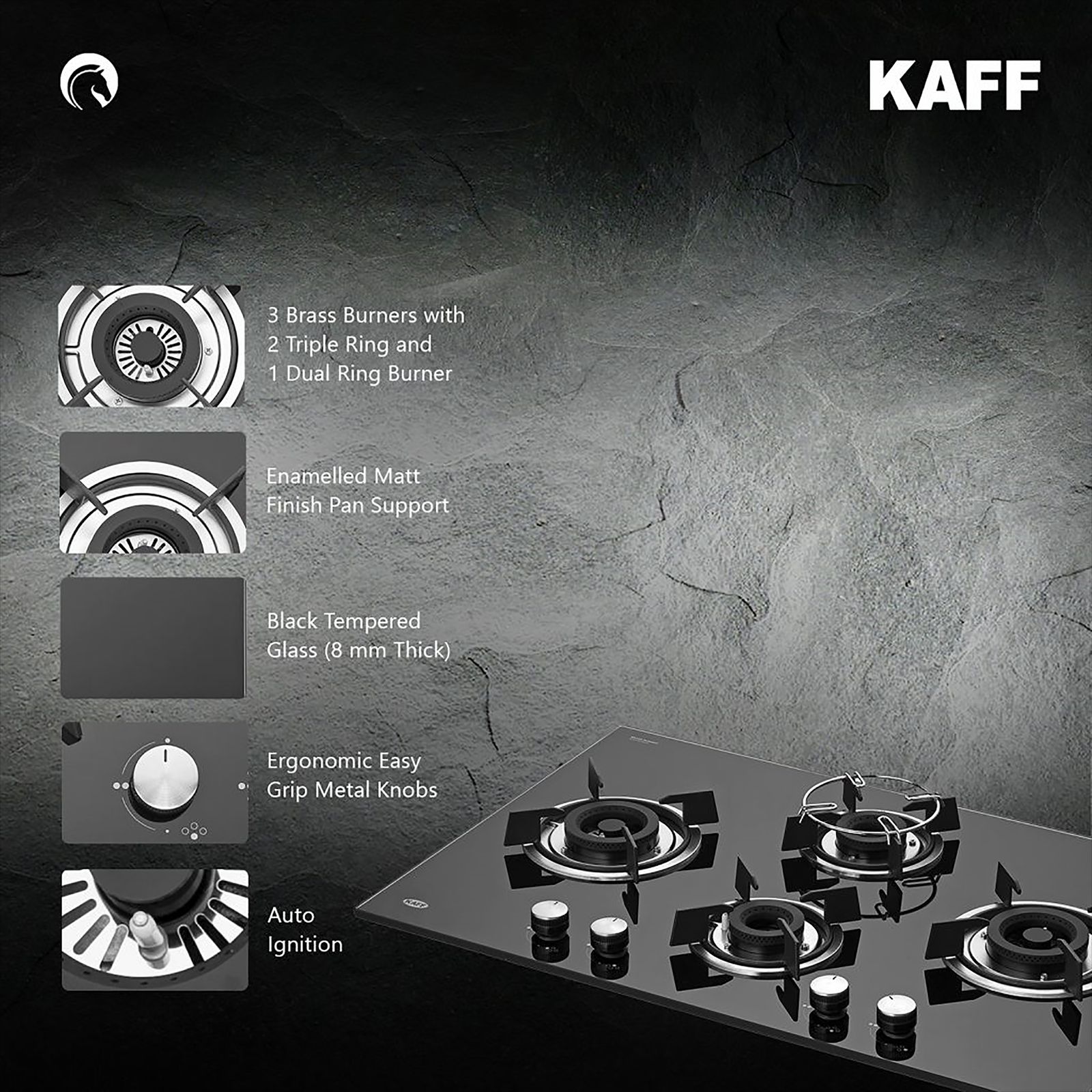 KAFF HBR 783 B Tempered Glass Top 3 Burner Automatic Electric Hob (Matte Enamelled Pan Support, Black) KAFF HBR 783 B Tempered Glass Top 3 Burner Automatic Electric Hob (Matte Enamelled Pan Support, Black)_11