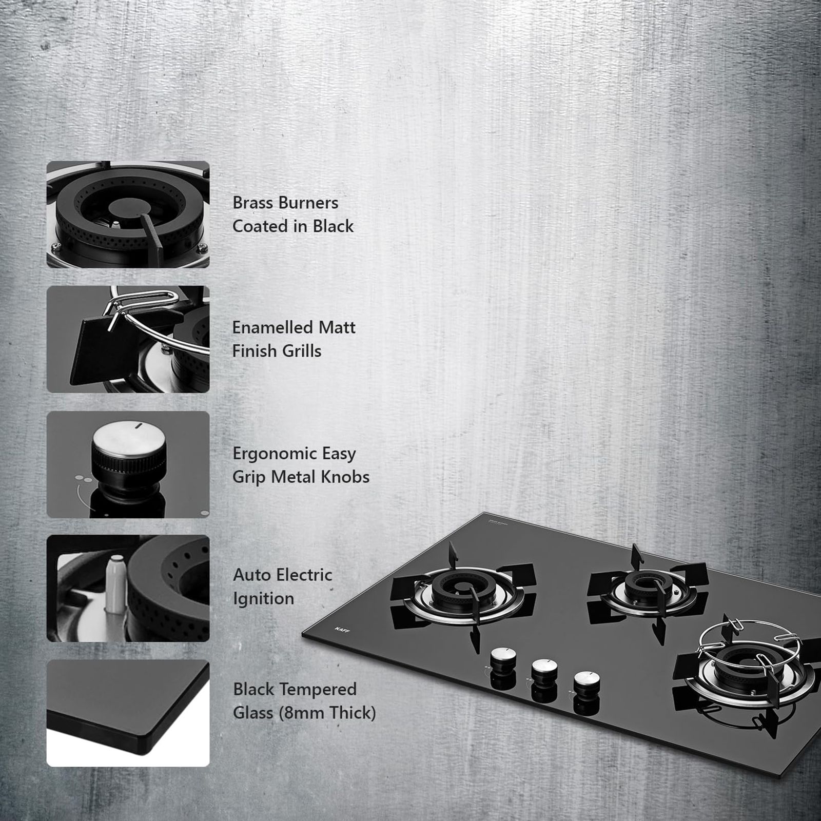 KAFF HBR 783 B Tempered Glass Top 3 Burner Automatic Electric Hob (Matte Enamelled Pan Support, Black) KAFF HBR 783 B Tempered Glass Top 3 Burner Automatic Electric Hob (Matte Enamelled Pan Support, Black)_17