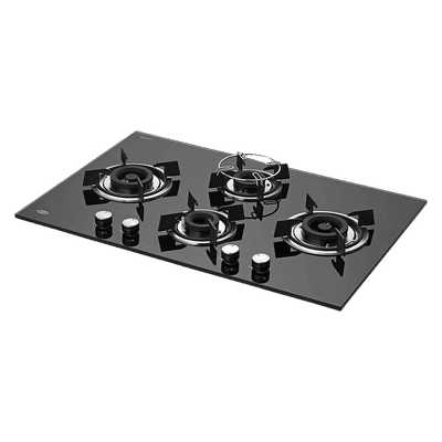 KAFF HBR 784 A Tempered Glass Top 4 Burner Automatic Electric Hob (Enamelled Matt Finish Grills, Black)