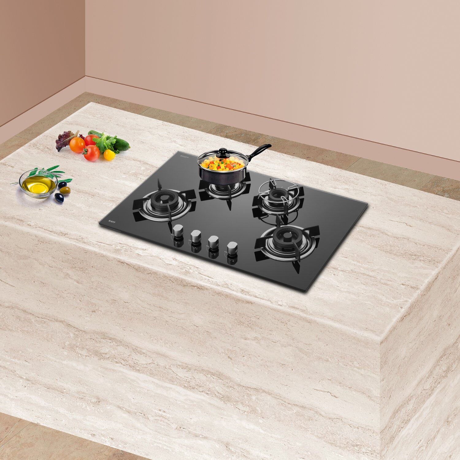 KAFF HBR 804 A Tempered Glass Top 4 Burner Automatic Electric Hob (Enamelled Matt Finish Grills, Black)_6