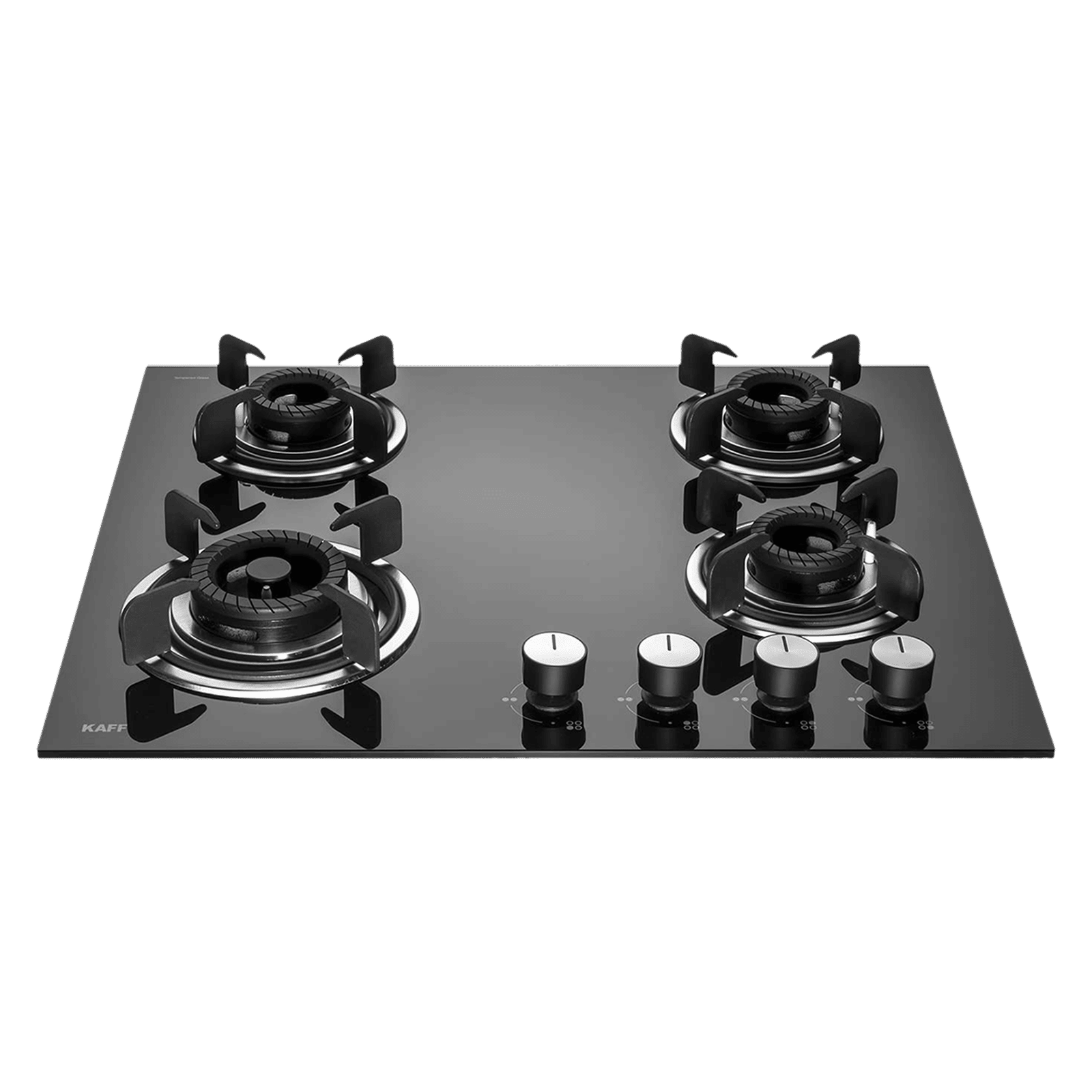 KAFF Crista Tempered Glass Top 4 Burner Automatic Hob (Matte Enamelled Pan Support, Black)_1