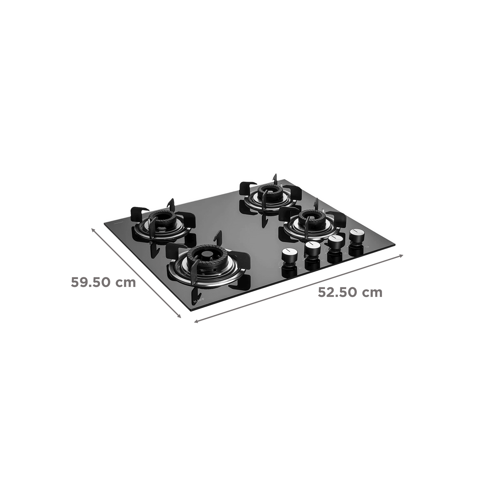 KAFF Crista Tempered Glass Top 4 Burner Automatic Hob (Matte Enamelled Pan Support, Black)_2