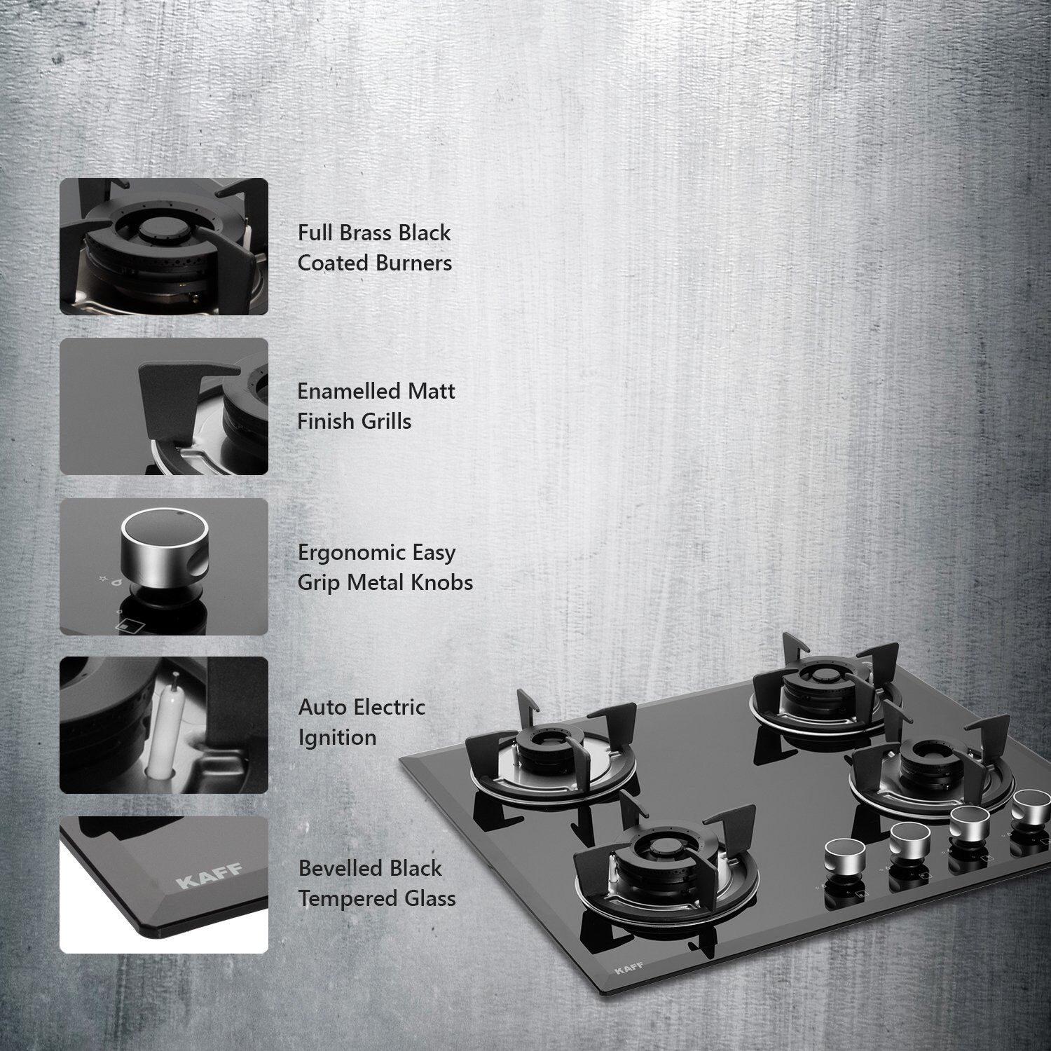 KAFF FBB 604 Tempered Glass Top 4 Burner Automatic Electric Hob (Enamelled Matt Finish Grills, Black) KAFF FBB 604 Tempered Glass Top 4 Burner Automatic Electric Hob (Enamelled Matt Finish Grills, Black)_9