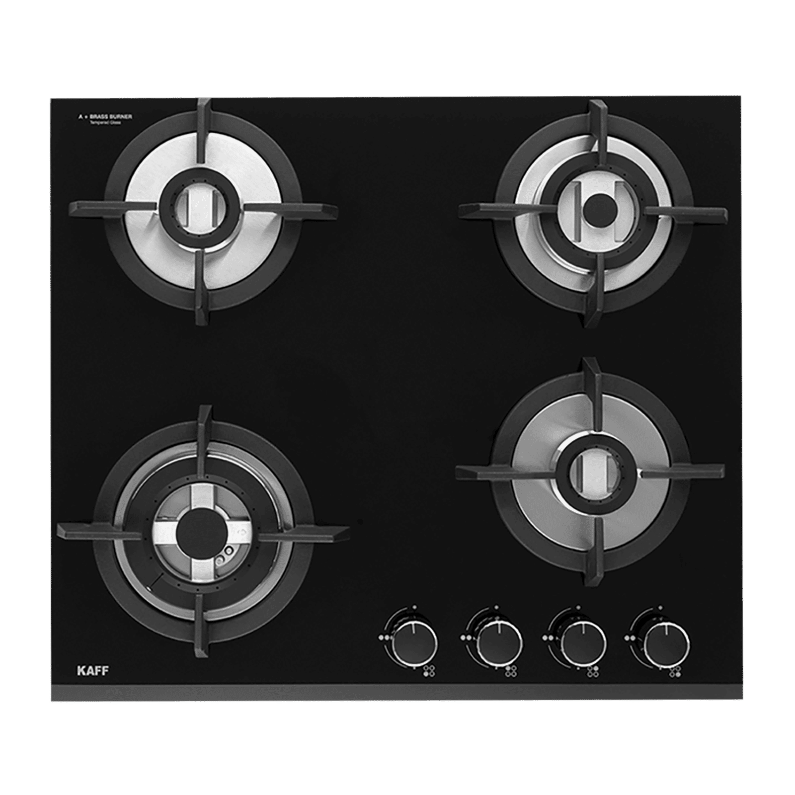 KAFF KH60 BR4 Tempered Glass Top 4 Burner Automatic Electric Hob (Heavy Duty Cast Iron Pan Support, Black)_1