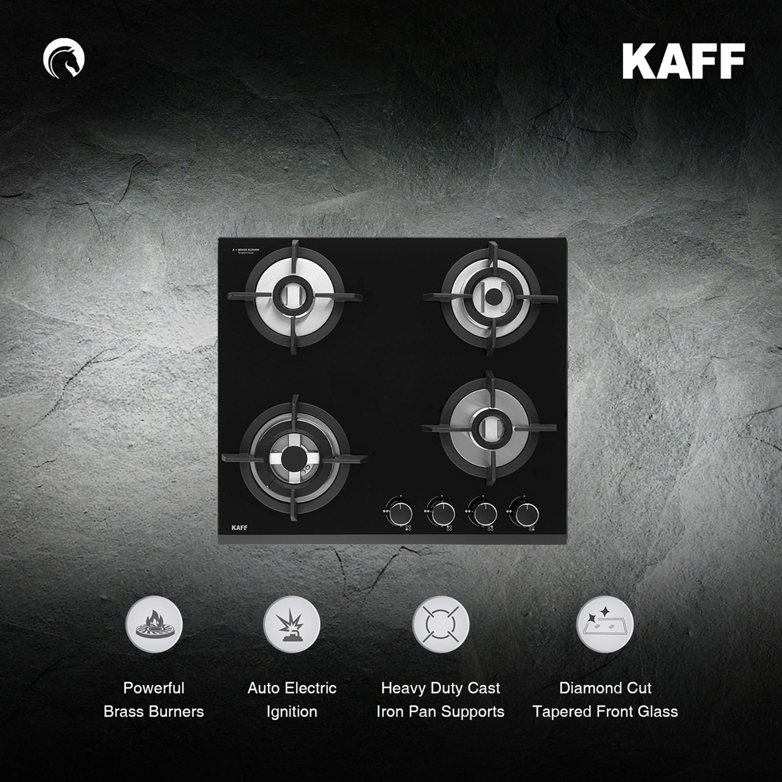 KAFF KH60 BR4 Tempered Glass Top 4 Burner Automatic Electric Hob (Heavy Duty Cast Iron Pan Support, Black)_9