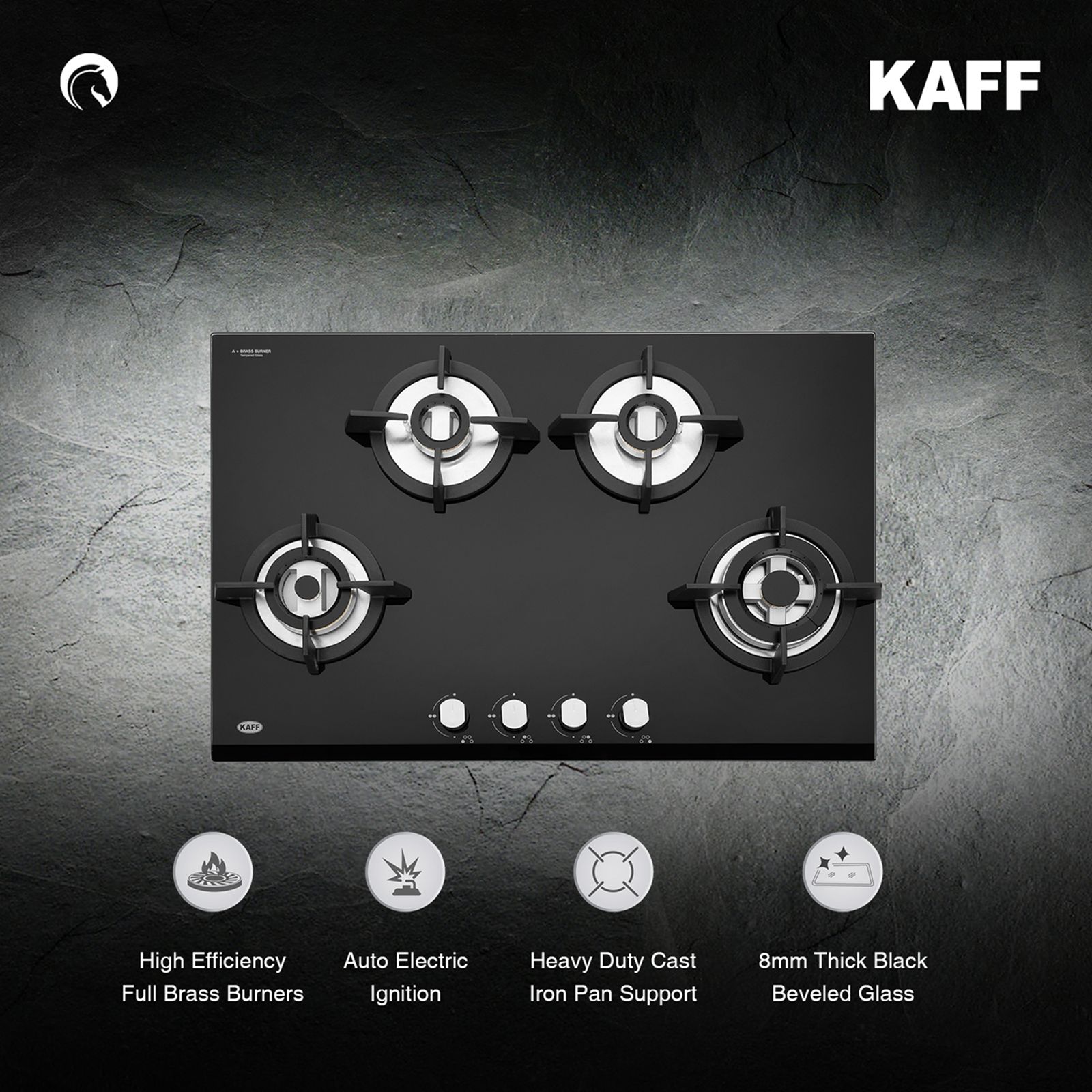 KAFF KH 78 BR 47 Tempered Glass Top 4 Burner Automatic Electric Hob (Heavy Duty Cast Iron Pan Support, Black)_10