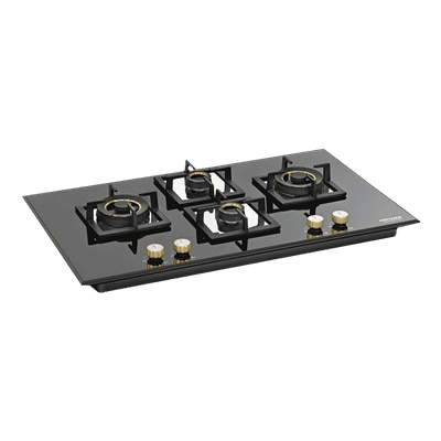 Kutchina Marica 4BS 90 DLX Toughened Glass Top 4 Burner Automatic Electric Hob (Aesthetic Designs, Black)