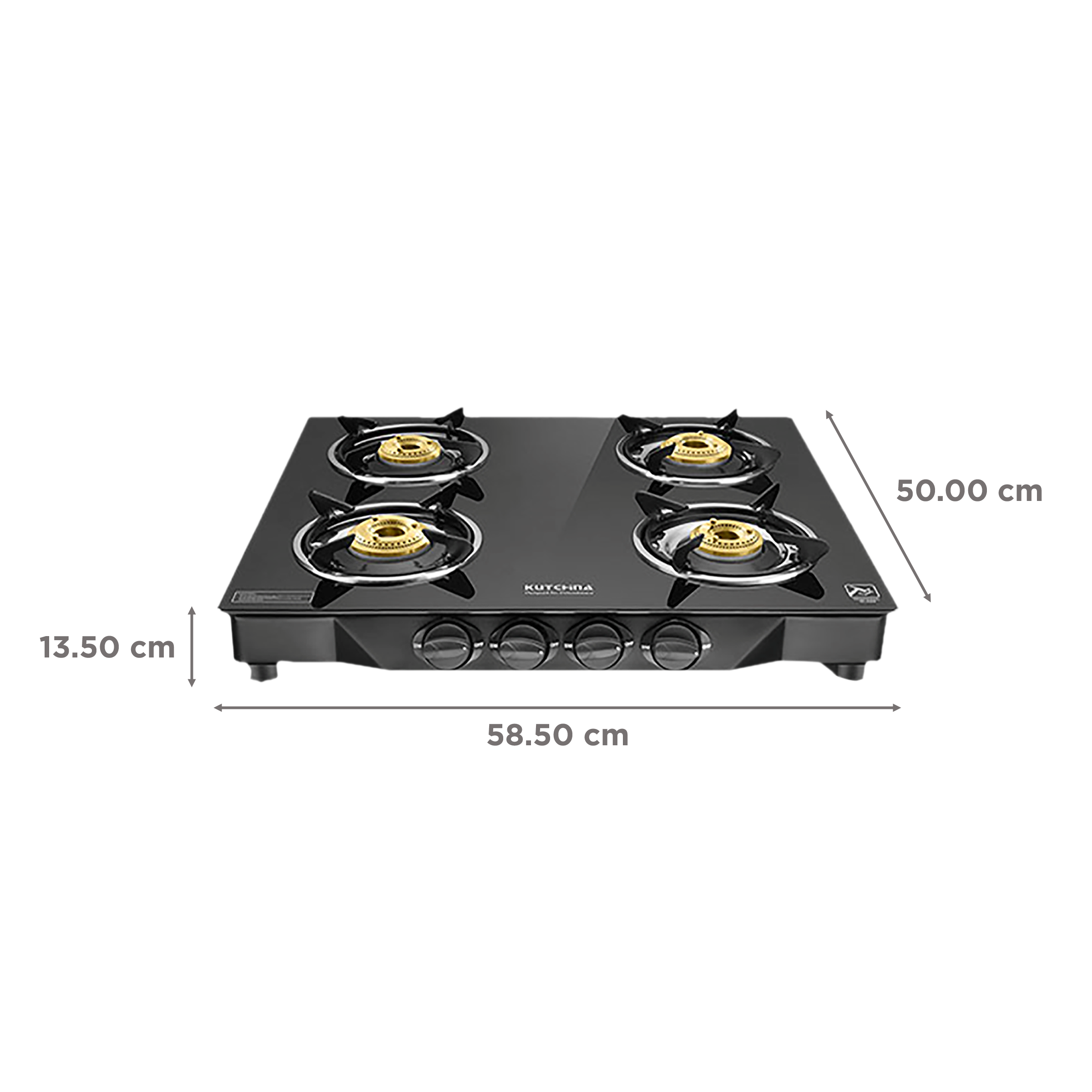 Kutchina Vetro Eco 4B Tempered Glass Top 4 Burner Manual Gas Stove (Euro Coated Thick Pan Support, Black) Kutchina Vetro Eco 4B Tempered Glass Top 4 Burner Manual Gas Stove (Euro Coated Thick Pan Support, Black)_2