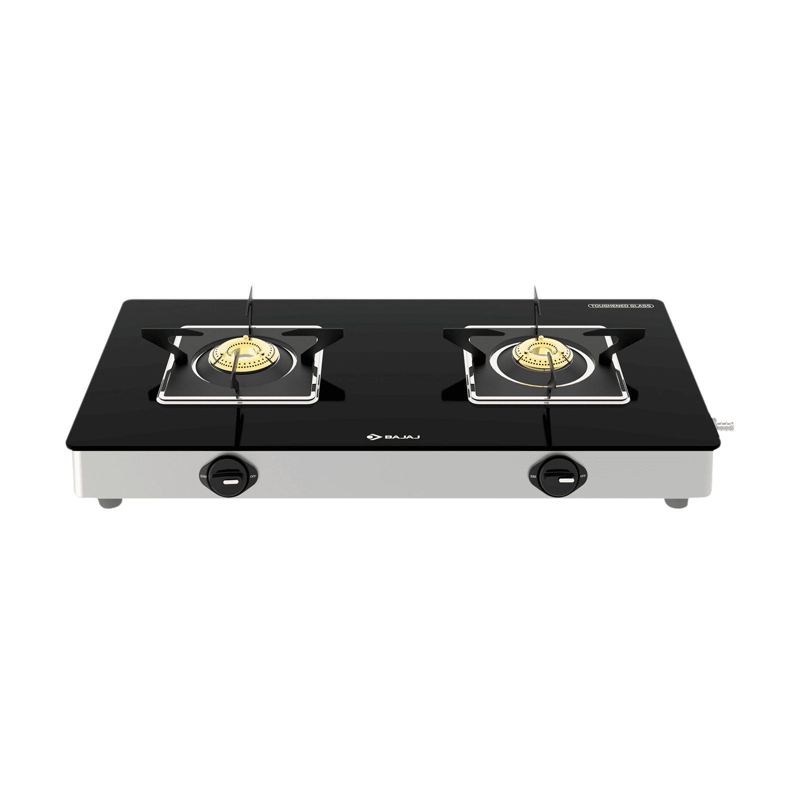 BAJAJ 2BRGS7 Glass Top 2 Burner Manual Gas Stove (Integrated SS Drip Tray, Black) BAJAJ 2BRGS7 Glass Top 2 Burner Manual Gas Stove (Integrated SS Drip Tray, Black)_1