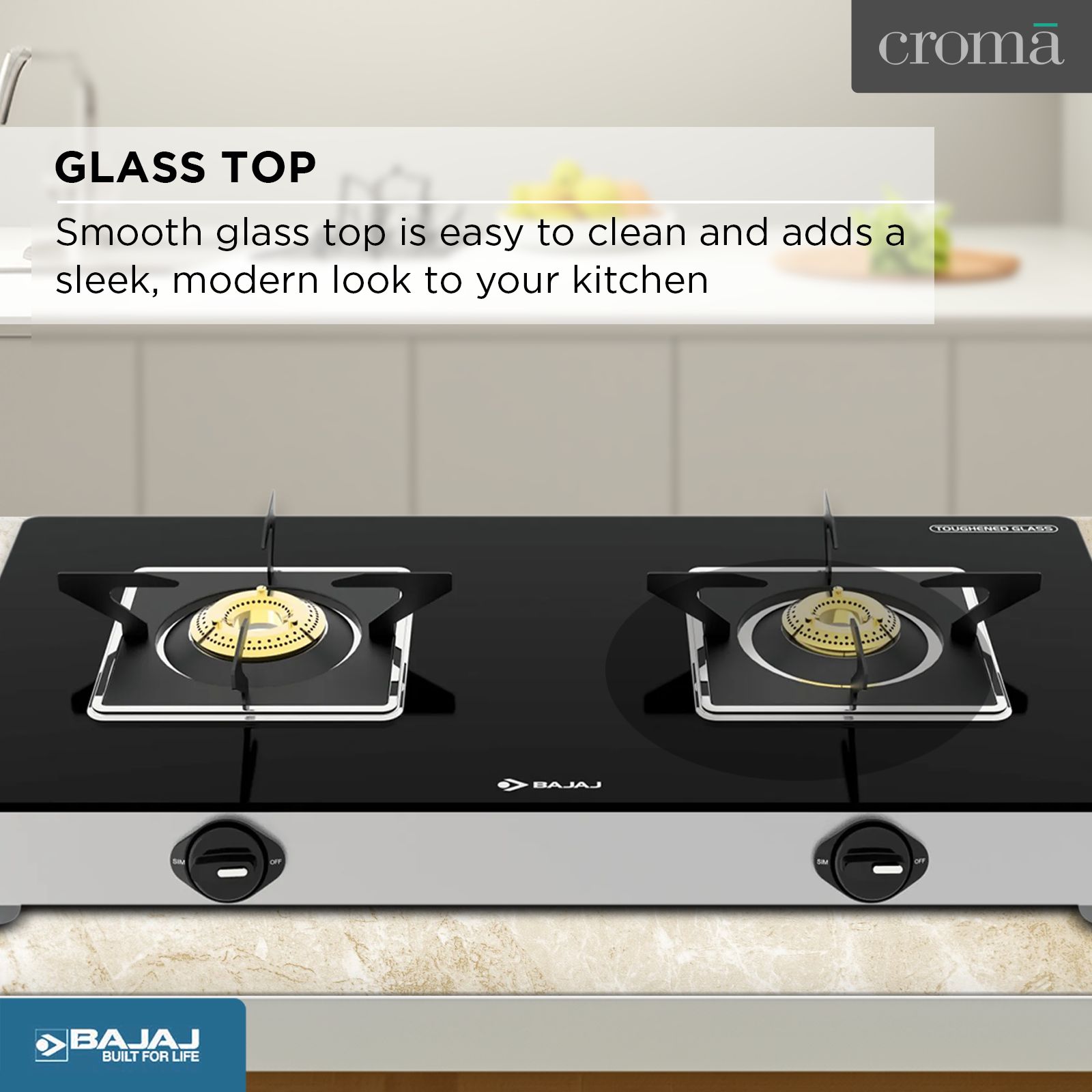 BAJAJ 2BRGS7 Glass Top 2 Burner Manual Gas Stove (Integrated SS Drip Tray, Black) BAJAJ 2BRGS7 Glass Top 2 Burner Manual Gas Stove (Integrated SS Drip Tray, Black)_7