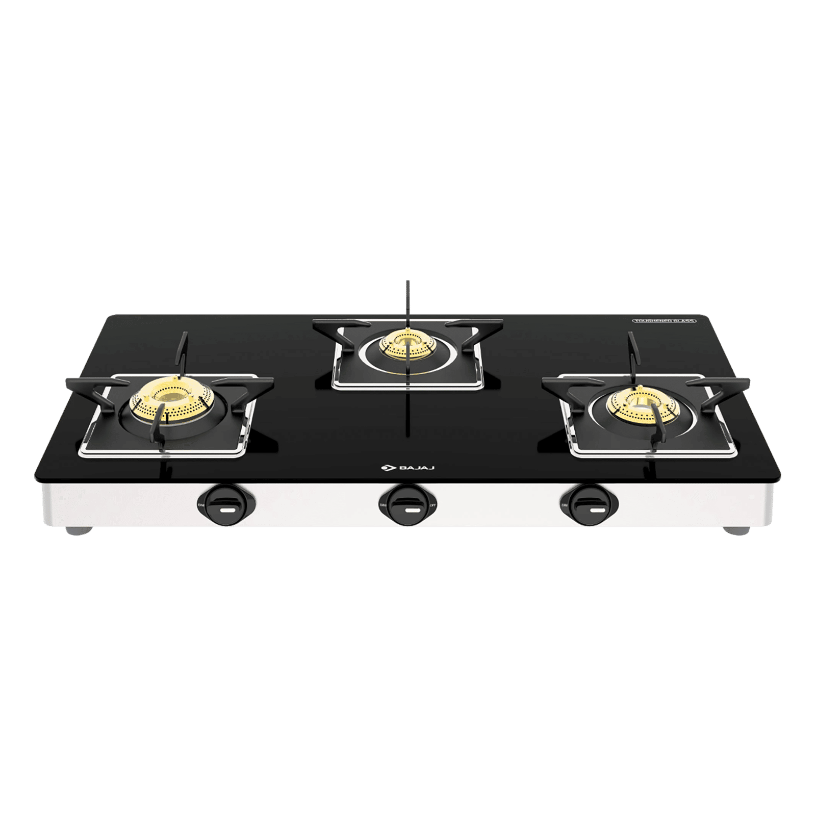 BAJAJ 3BJGS7 Glass Top 3 Burner Manual Gas Stove (Integrated SS Drip Tray, Black) BAJAJ 3BJGS7 Glass Top 3 Burner Manual Gas Stove (Integrated SS Drip Tray, Black)_1