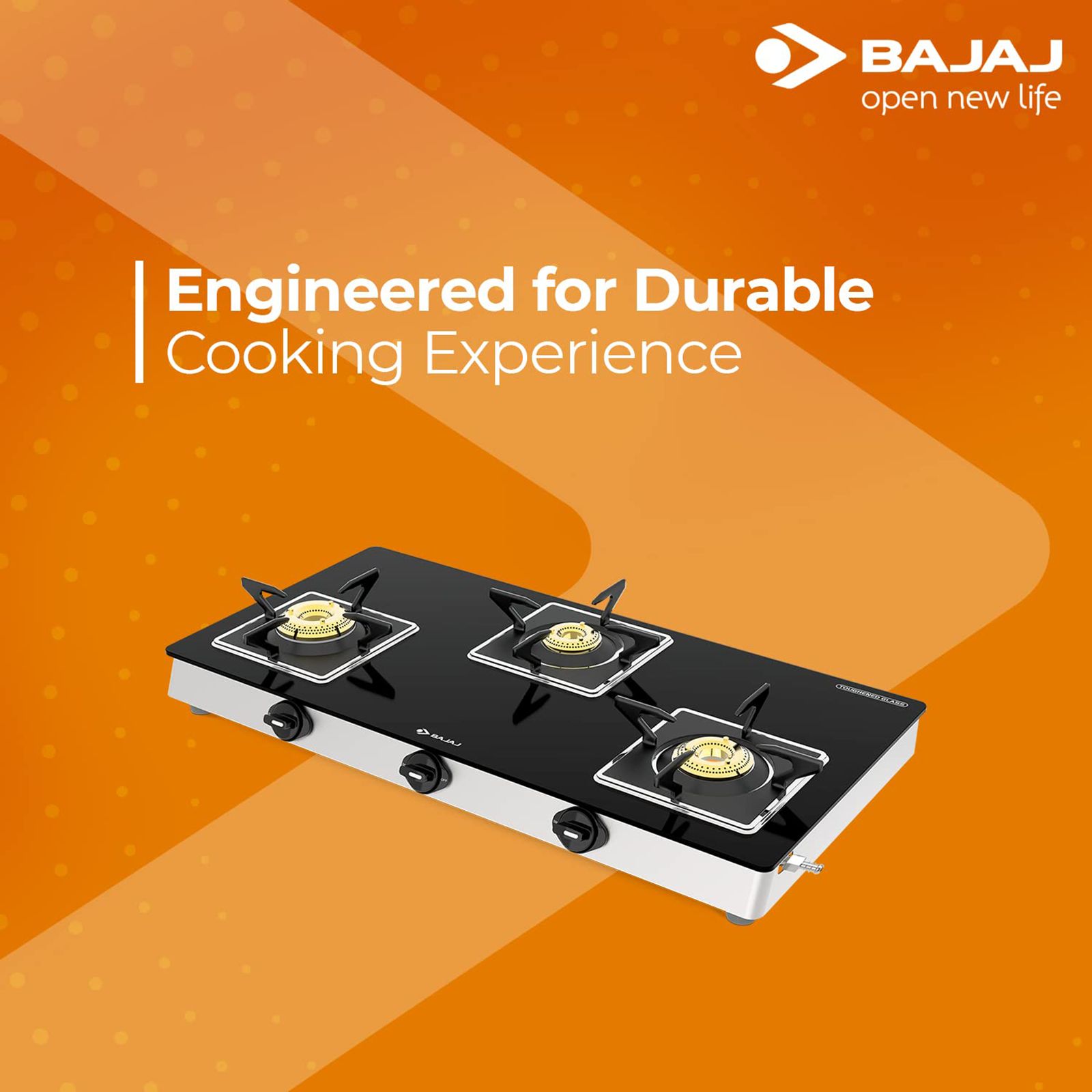 BAJAJ 3BJGS7 Glass Top 3 Burner Manual Gas Stove (Integrated SS Drip Tray, Black) BAJAJ 3BJGS7 Glass Top 3 Burner Manual Gas Stove (Integrated SS Drip Tray, Black)_4