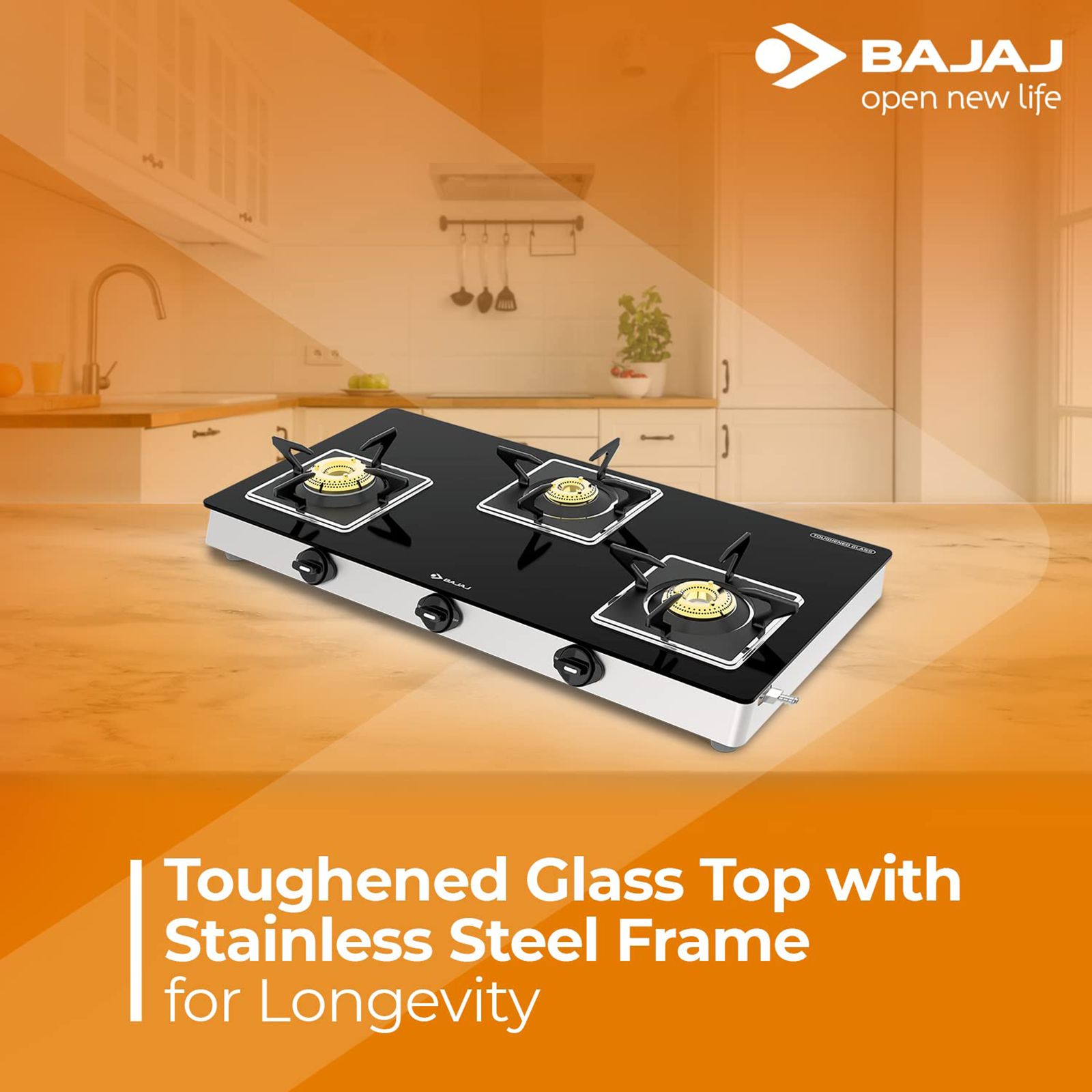 BAJAJ 3BJGS7 Glass Top 3 Burner Manual Gas Stove (Integrated SS Drip Tray, Black) BAJAJ 3BJGS7 Glass Top 3 Burner Manual Gas Stove (Integrated SS Drip Tray, Black)_6