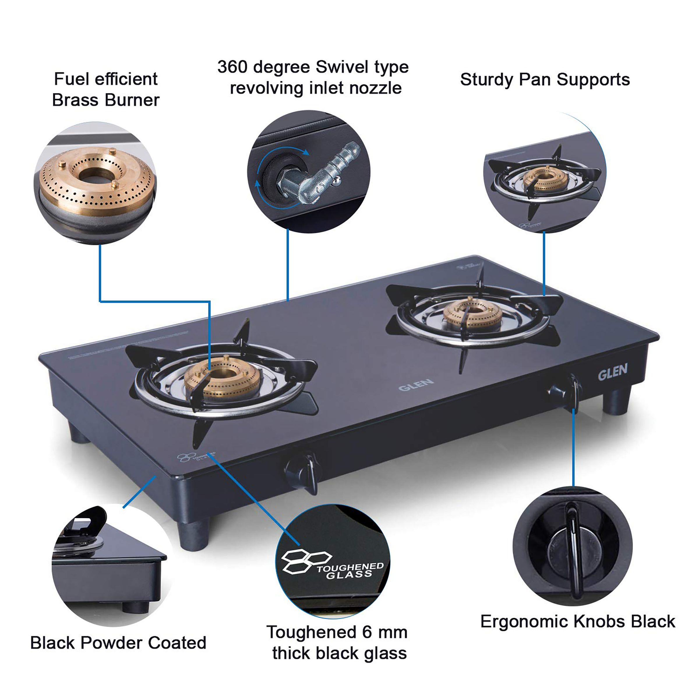 Glen 1020 GT XL BB BL Toughened Glass Top 2 Burner Manual Gas Stove (Scratch & Stain Resistant, Black) Glen 1020 GT XL BB BL Toughened Glass Top 2 Burner Manual Gas Stove (Scratch & Stain Resistant, Black)_10